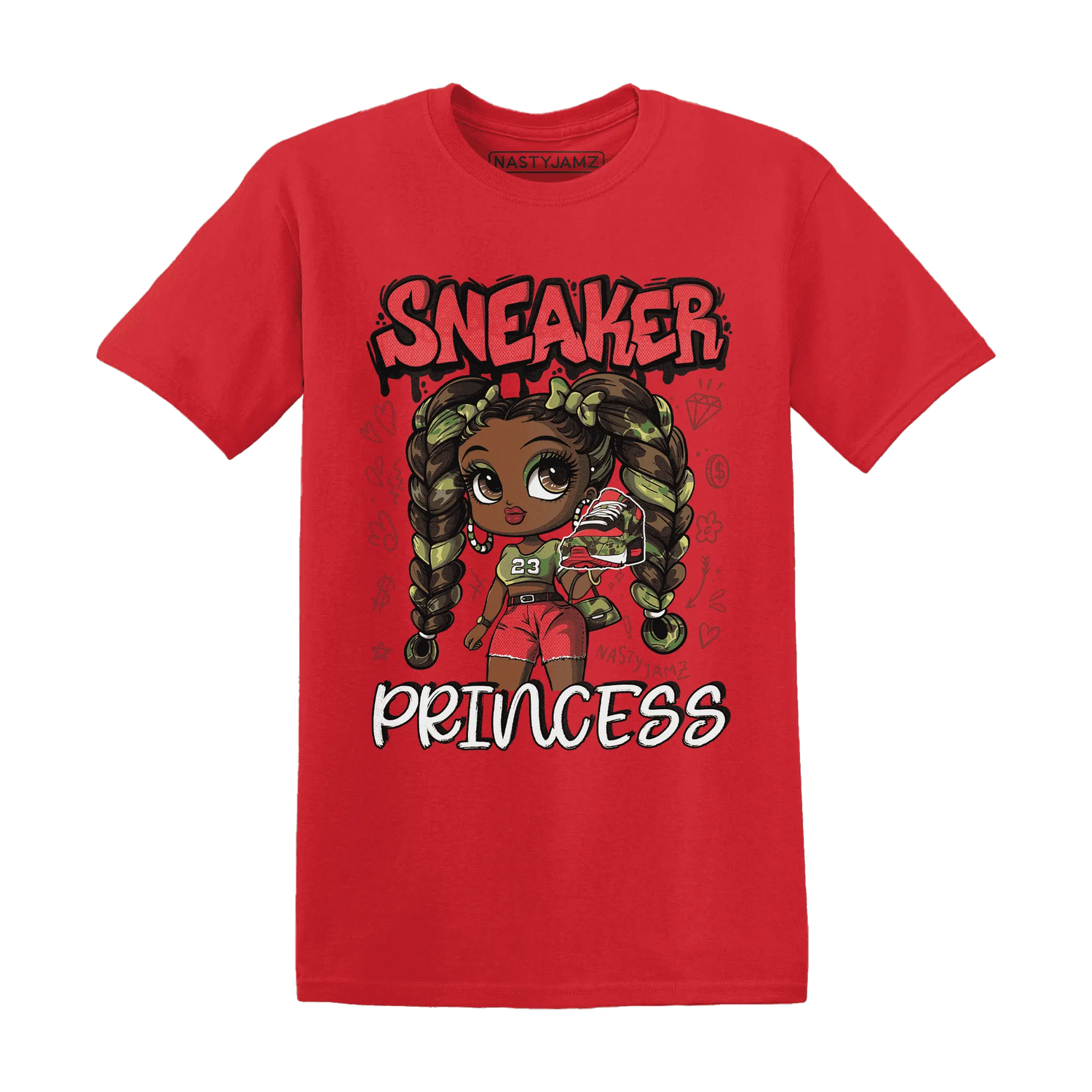 AM-90-Dark-Sage-Solar-Red-NastyJamz-T-Shirt-Match-Sneaker-Princess