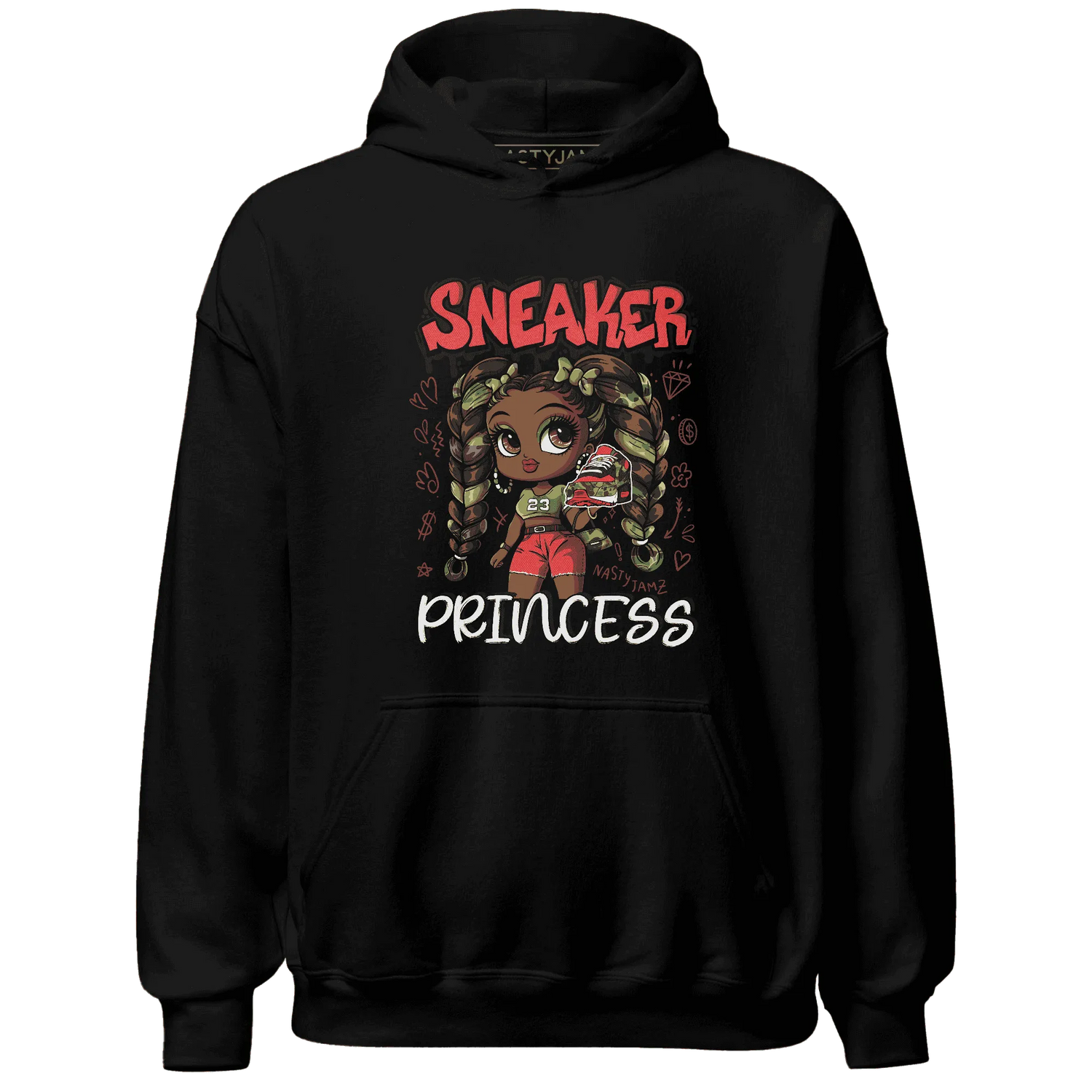 AM-90-Dark-Sage-Solar-Red-NastyJamz-Hoodie-Match-Sneaker-Princess