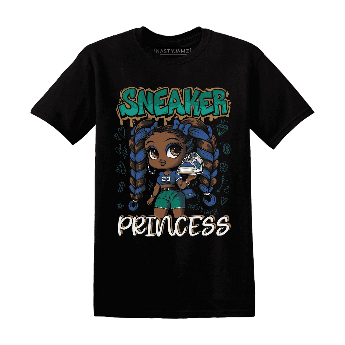 Dunk-Hyper-Royal-Malachite-NastyJamz-T-Shirt-Match-Sneaker-Princess
