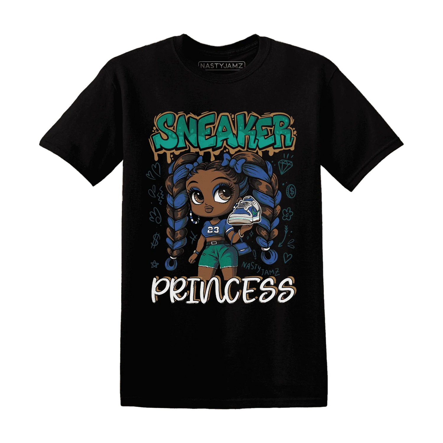 Dunk-Hyper-Royal-Malachite-NastyJamz-T-Shirt-Match-Sneaker-Princess