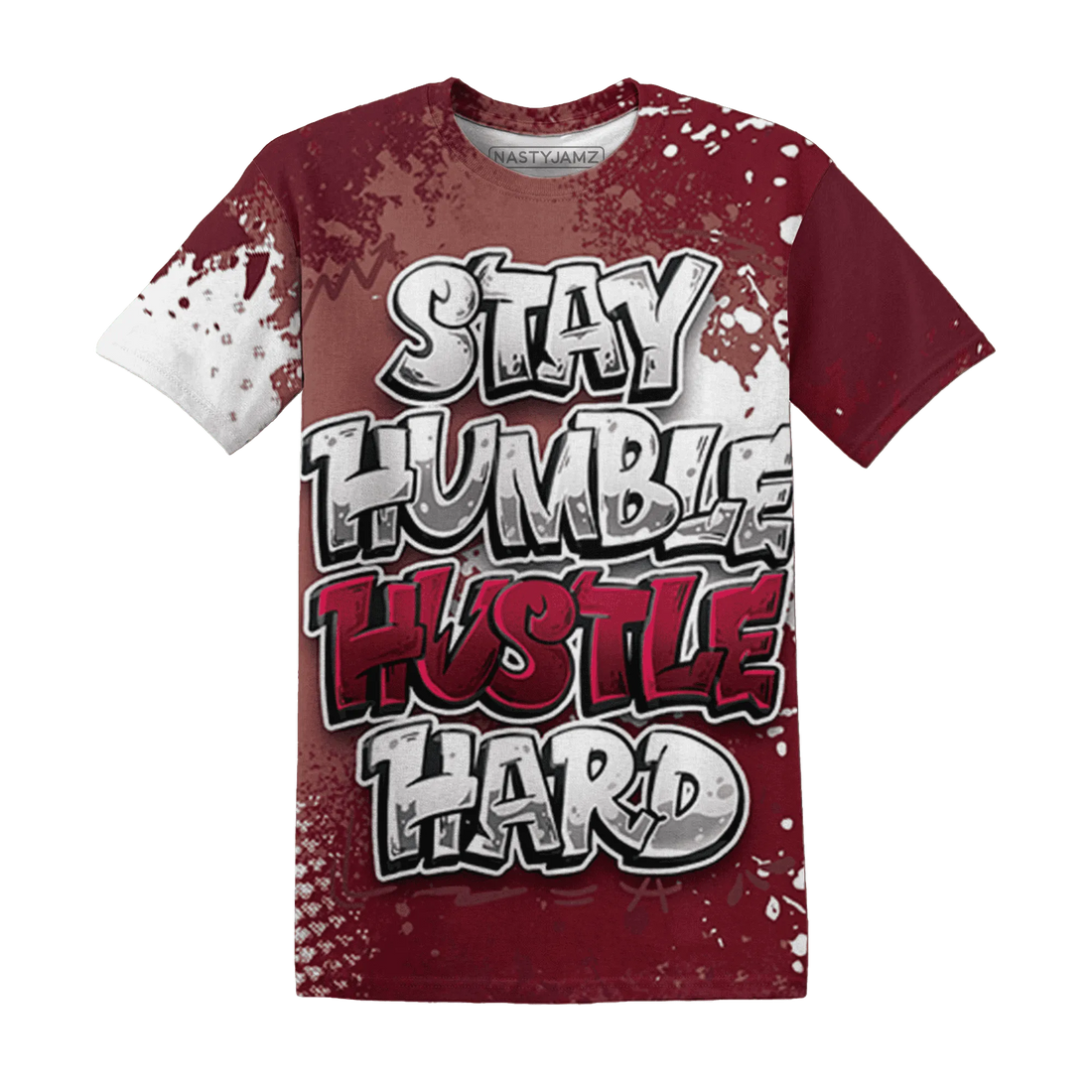 High-White-Team-Red-1s-T-Shirt-Match-Stay-Humble-Hustle-Hard-3D