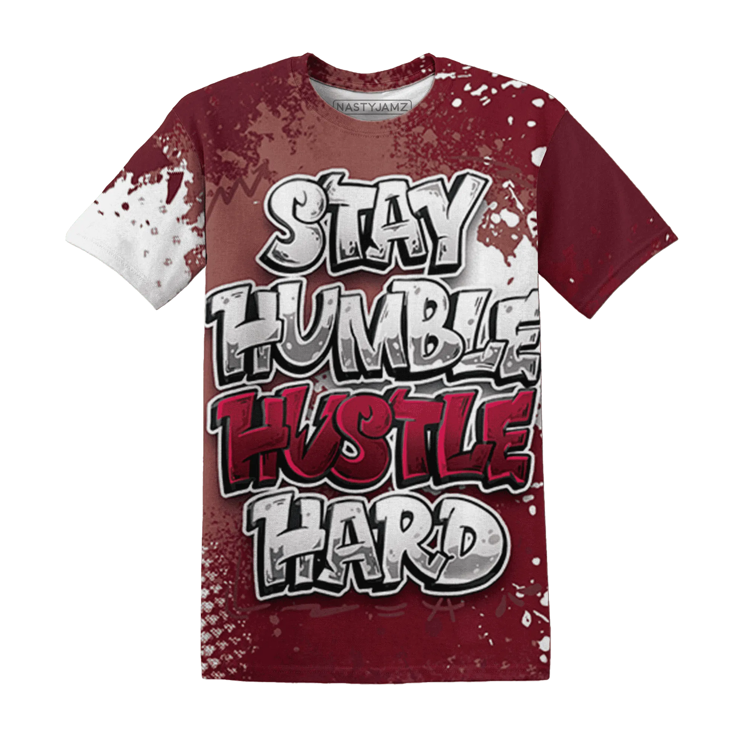 High-White-Team-Red-1s-T-Shirt-Match-Stay-Humble-Hustle-Hard-3D