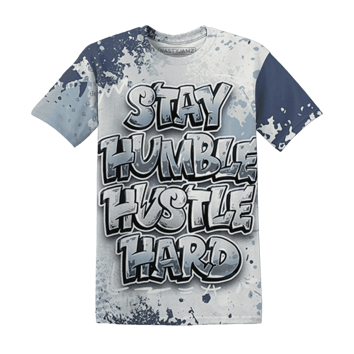 Mid-Diffused-Blue-Grey-1s-T-Shirt-Match-Stay-Humble-Hustle-Hard-3D