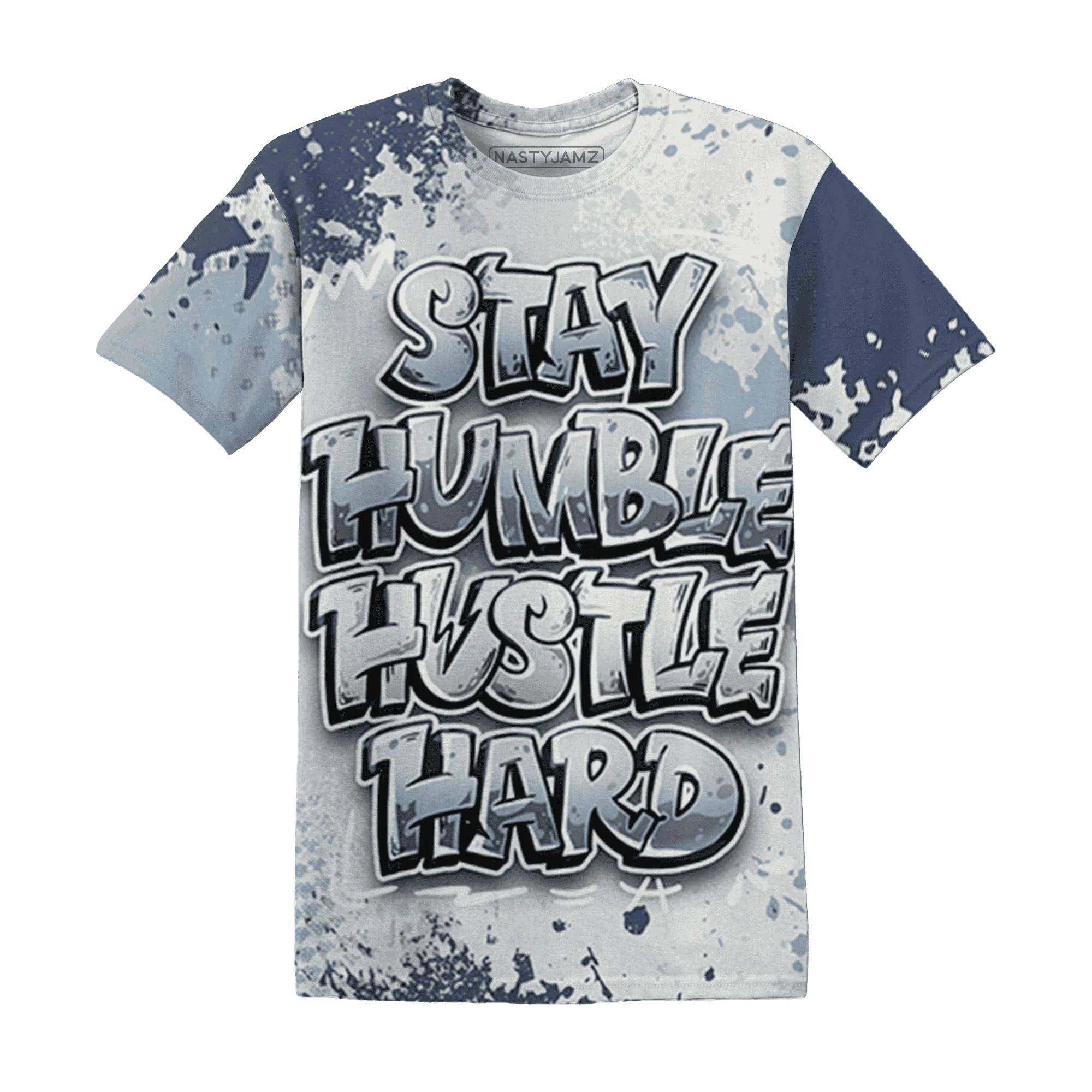 Mid-Diffused-Blue-Grey-1s-T-Shirt-Match-Stay-Humble-Hustle-Hard-3D