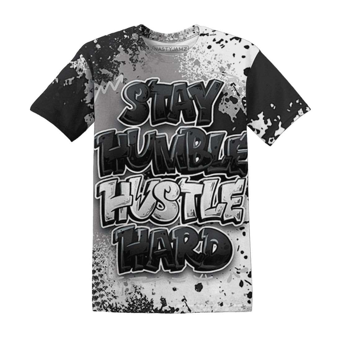 White-Thunder-4s-T-Shirt-Match-Stay-Humble-Hustle-Hard-3D