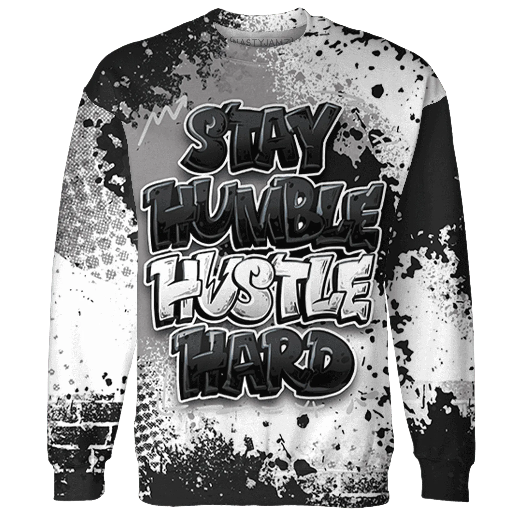 White-Thunder-4s-Sweatshirt-Match-Stay-Humble-Hustle-Hard-3D