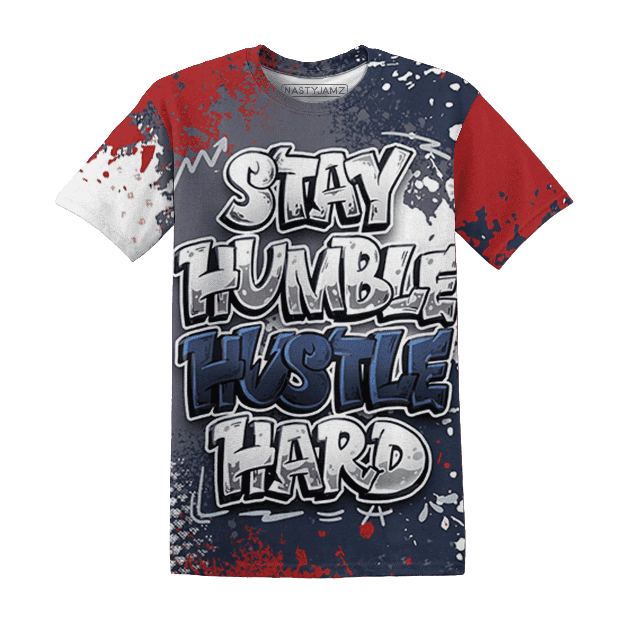 White-Navy-6s-T-Shirt-Match-Stay-Humble-Hustle-Hard-3D