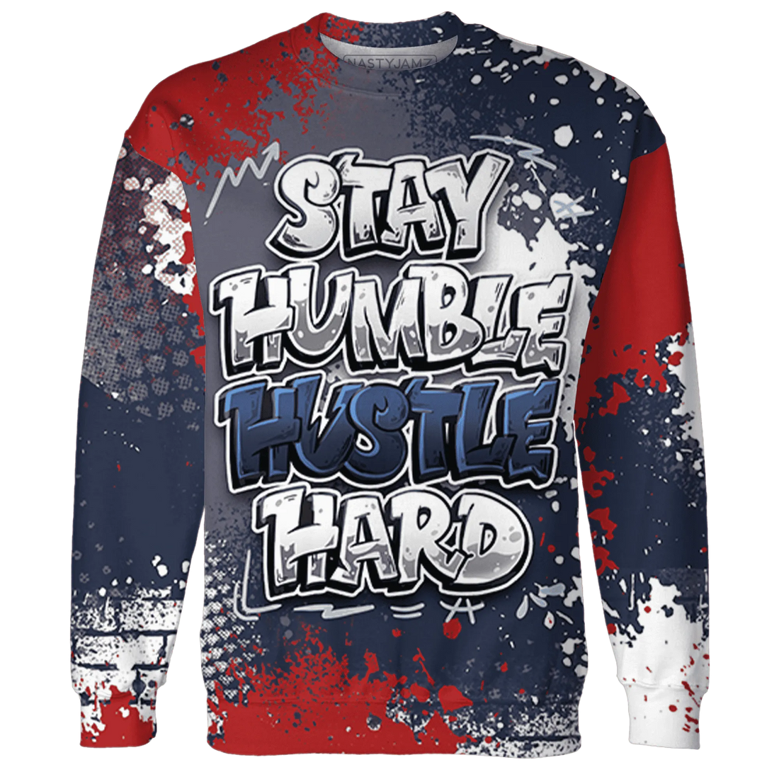 White-Navy-6s-Sweatshirt-Match-Stay-Humble-Hustle-Hard-3D