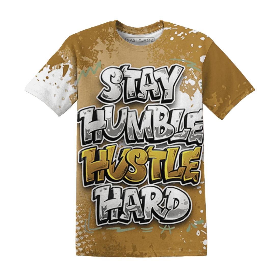 Wheat-13s-T-Shirt-Match-Stay-Humble-Hustle-Hard-3D