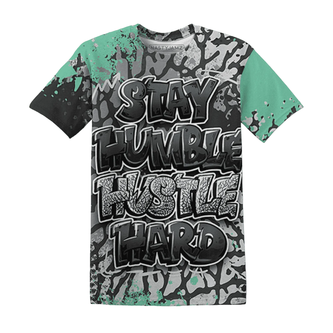 Green-Glow-3s-T-Shirt-Match-Stay-Humble-Hustle-Hard-3D
