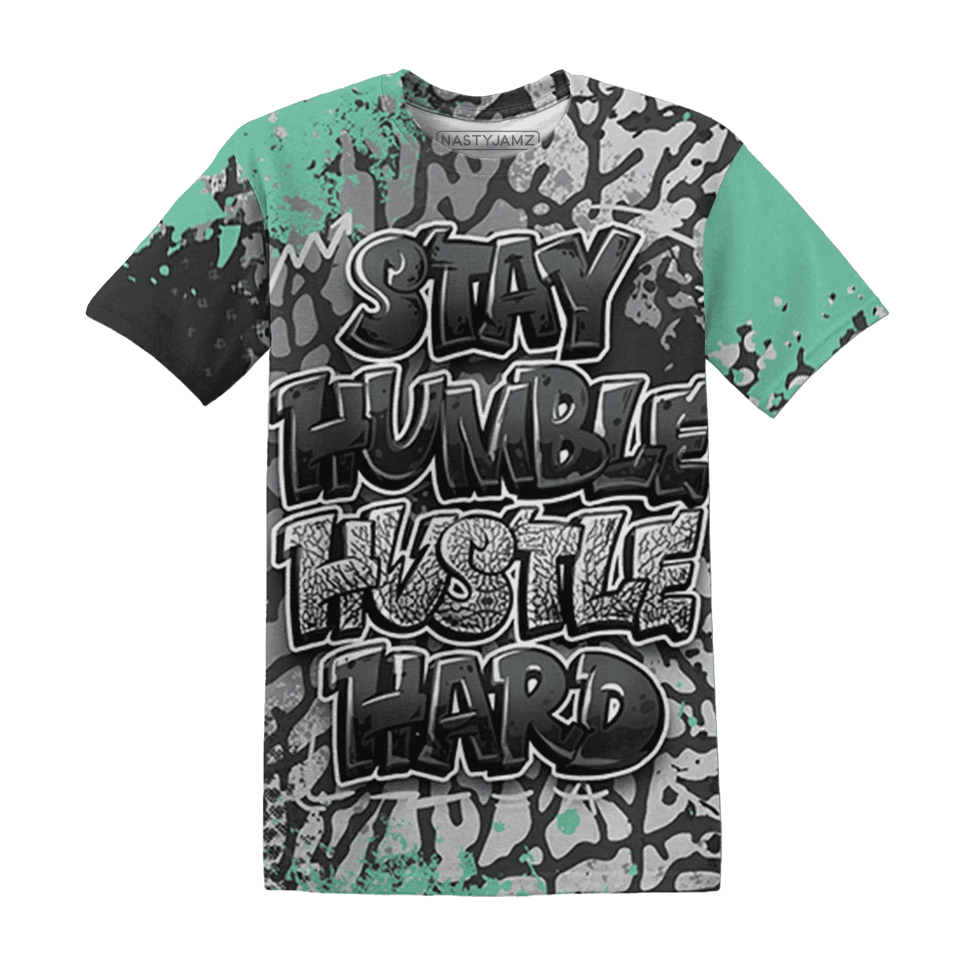 Green-Glow-3s-T-Shirt-Match-Stay-Humble-Hustle-Hard-3D
