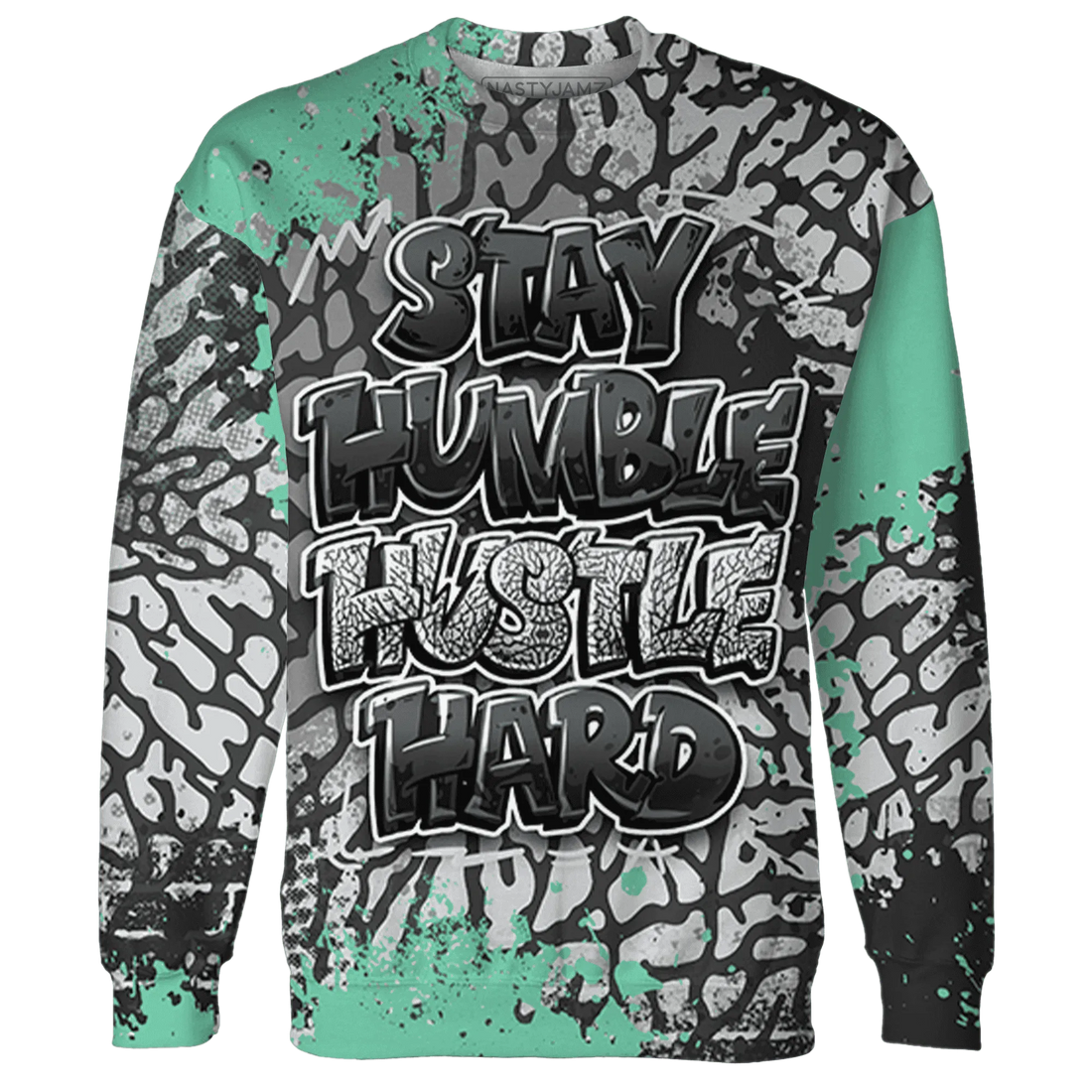 Green-Glow-3s-Sweatshirt-Match-Stay-Humble-Hustle-Hard-3D