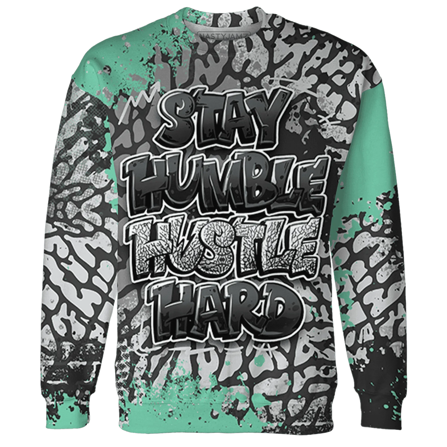 Green-Glow-3s-Sweatshirt-Match-Stay-Humble-Hustle-Hard-3D