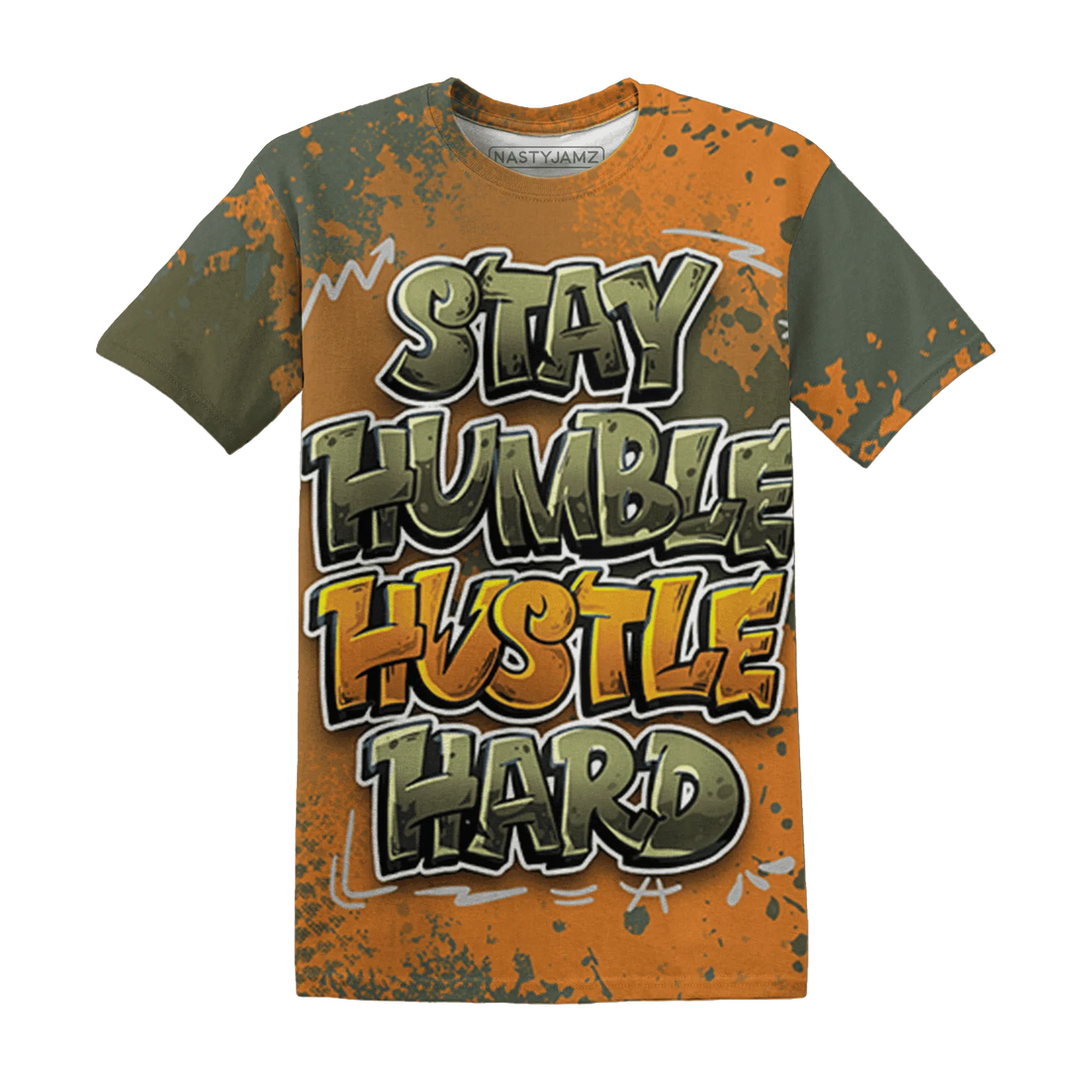 Olive-5s-T-Shirt-Match-Stay-Humble-Hustle-Hard-3D
