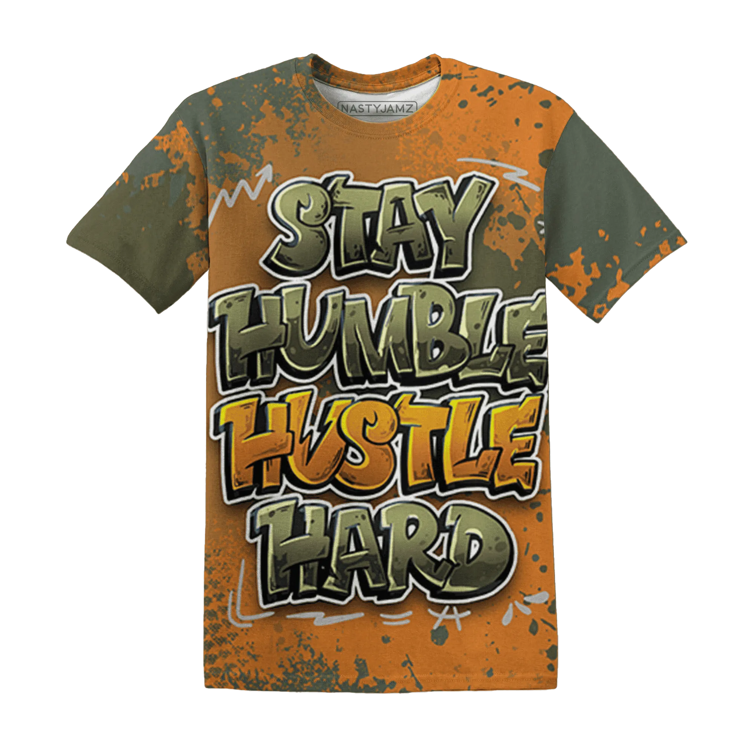 Olive-5s-T-Shirt-Match-Stay-Humble-Hustle-Hard-3D