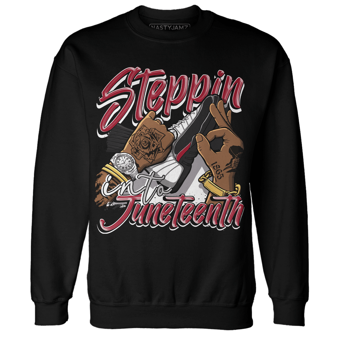 Retro Red Taxi 12s Sweatshirt Match Step Into Juneteenth - NastyJamz