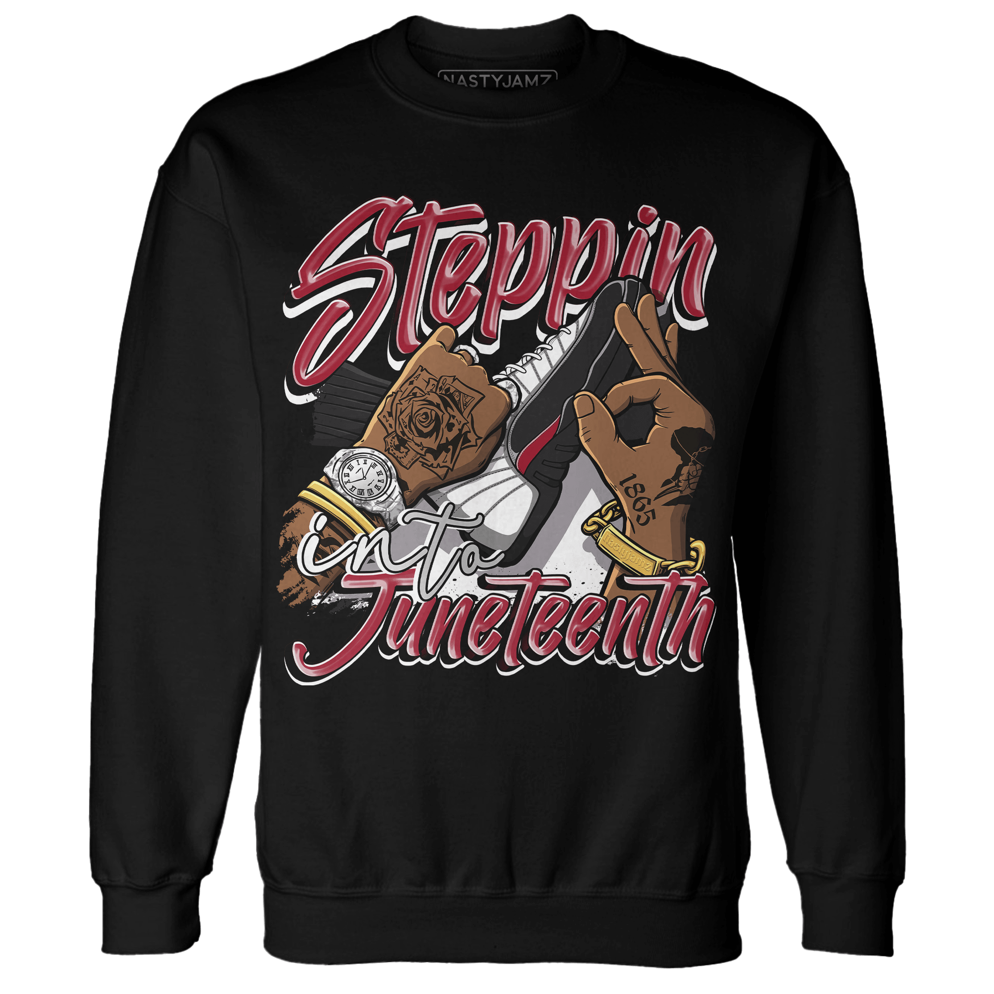 Retro Red Taxi 12s Sweatshirt Match Step Into Juneteenth - NastyJamz