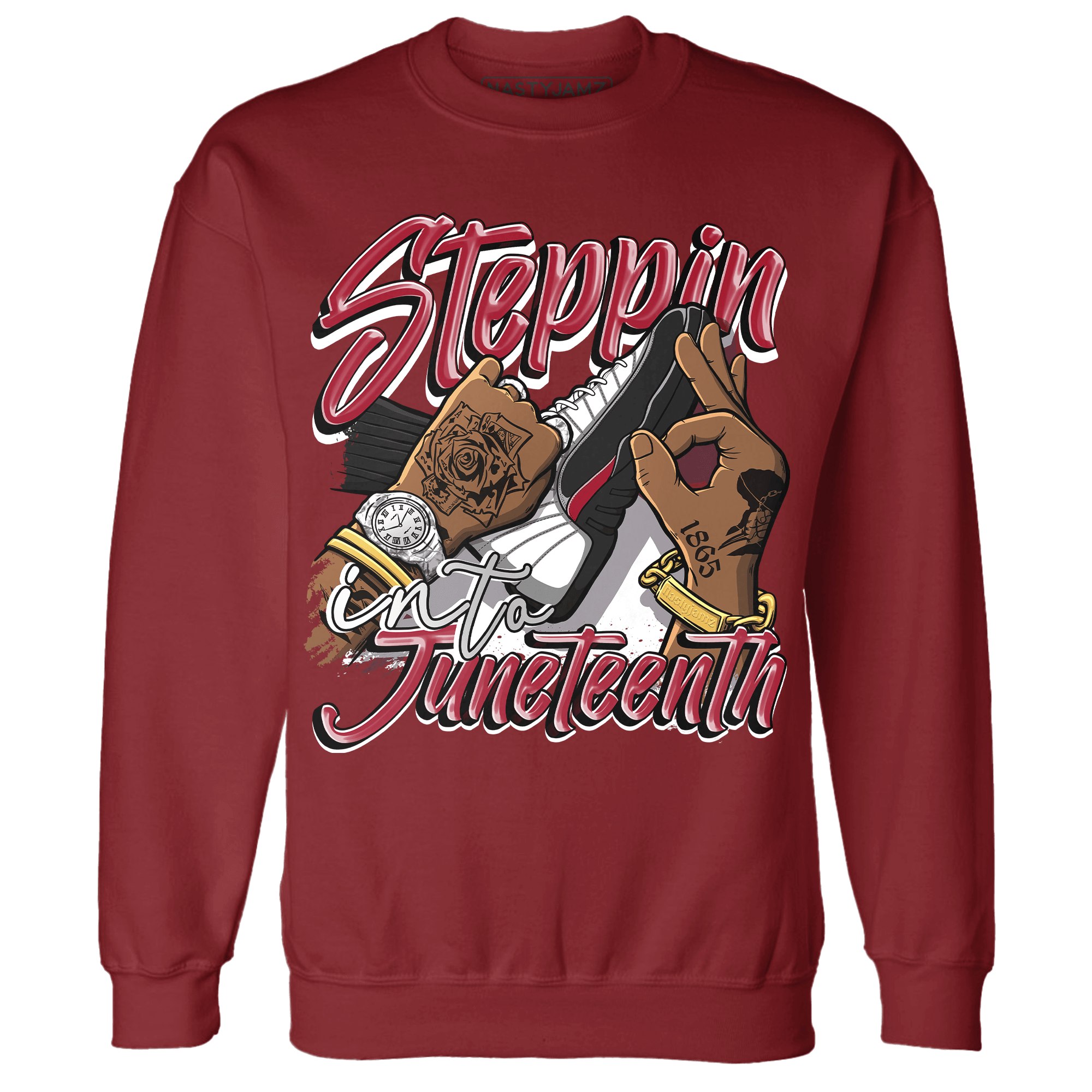 Retro Red Taxi 12s Sweatshirt Match Step Into Juneteenth - NastyJamz