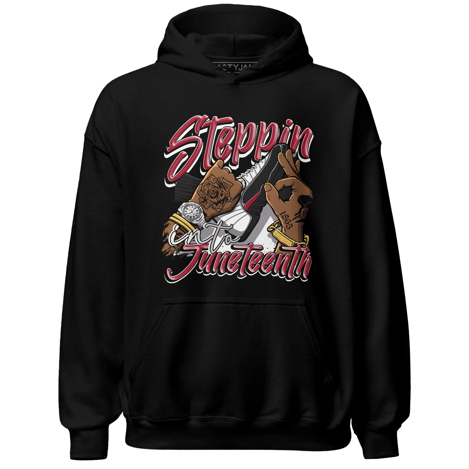 Retro Red Taxi 12s Hoodie Match Step Into Juneteenth - NastyJamz