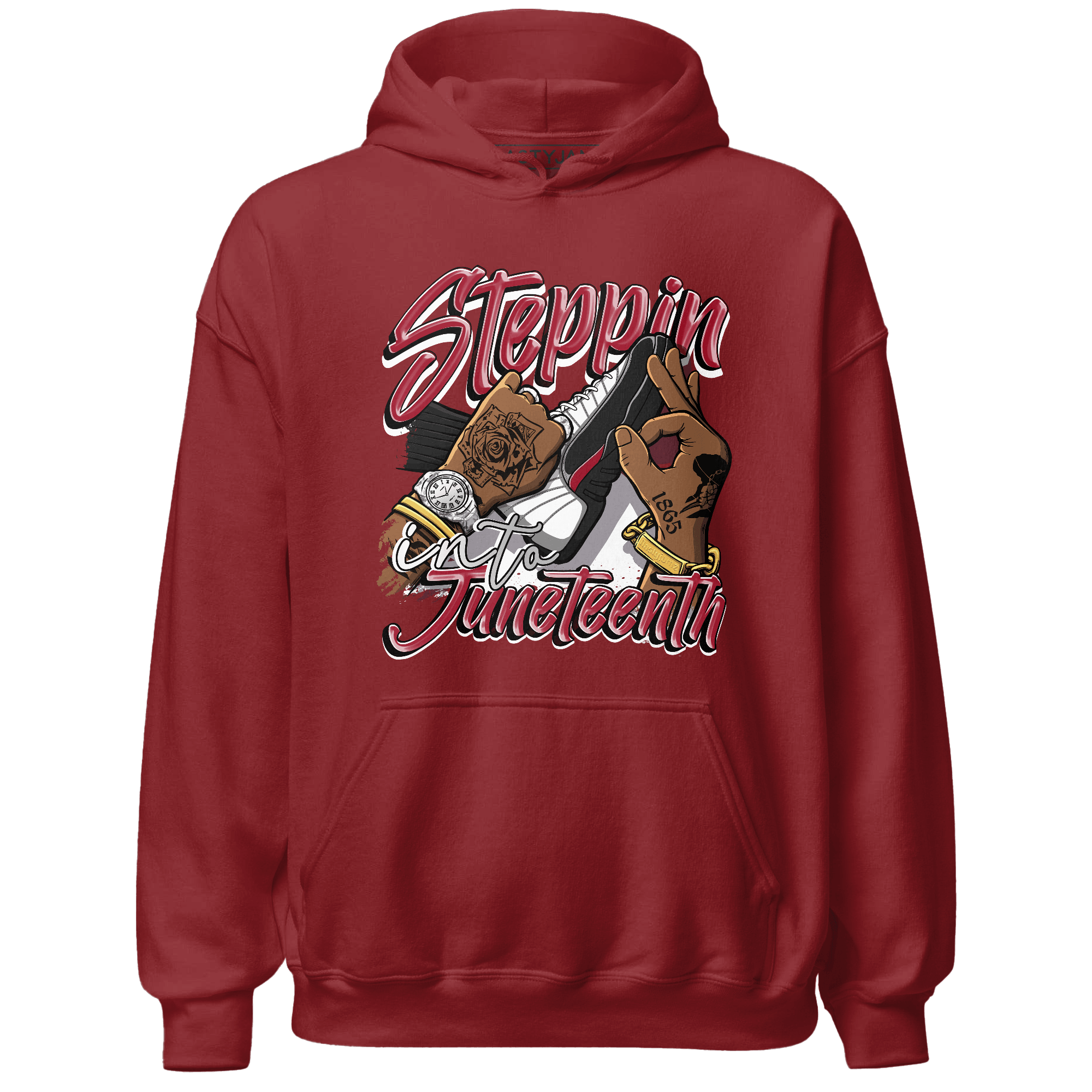 Retro Red Taxi 12s Hoodie Match Step Into Juneteenth - NastyJamz