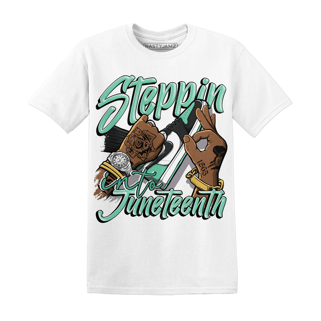 High OG Green Glow 1s T Shirt Match Step Into Juneteenth - NastyJamz