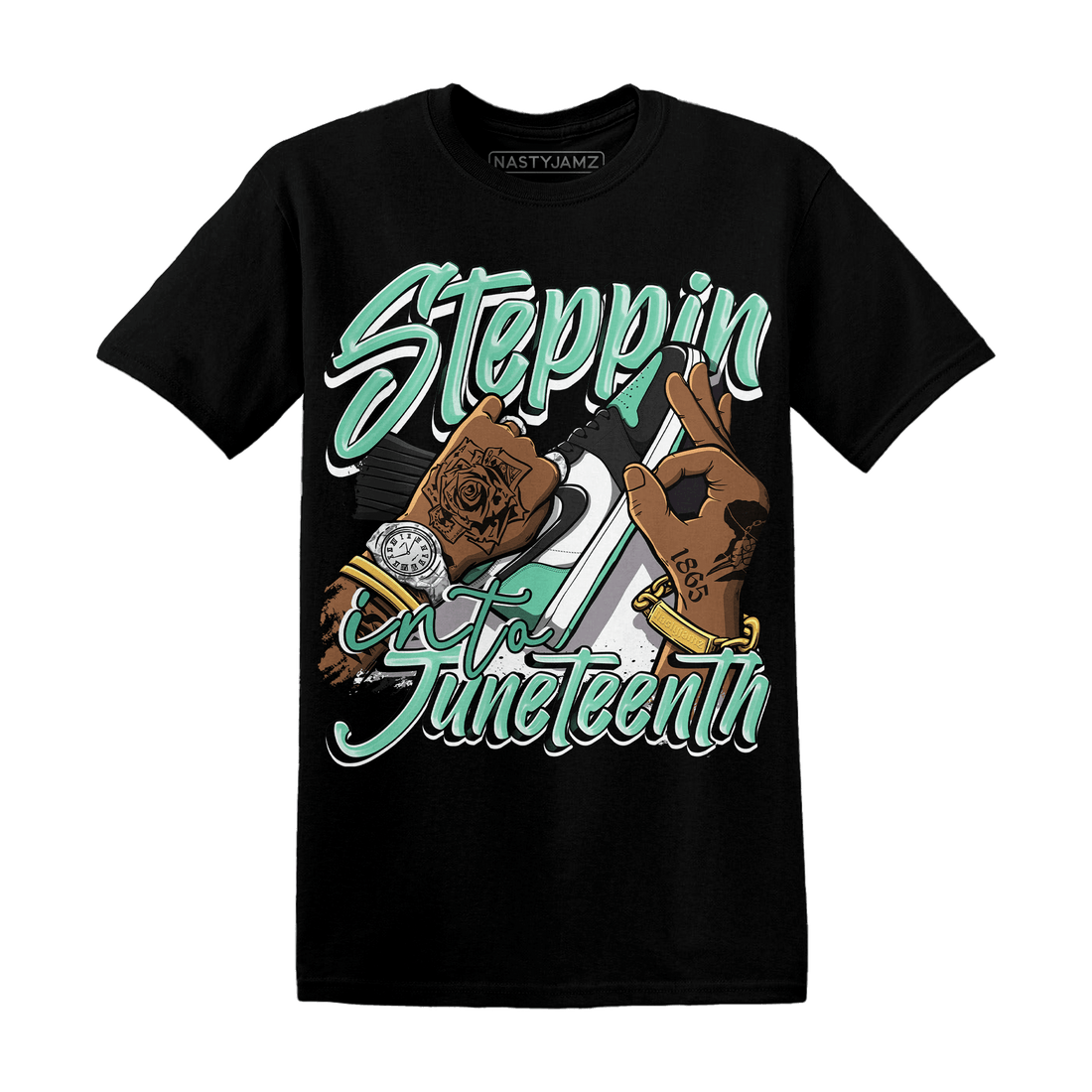 High OG Green Glow 1s T Shirt Match Step Into Juneteenth - NastyJamz