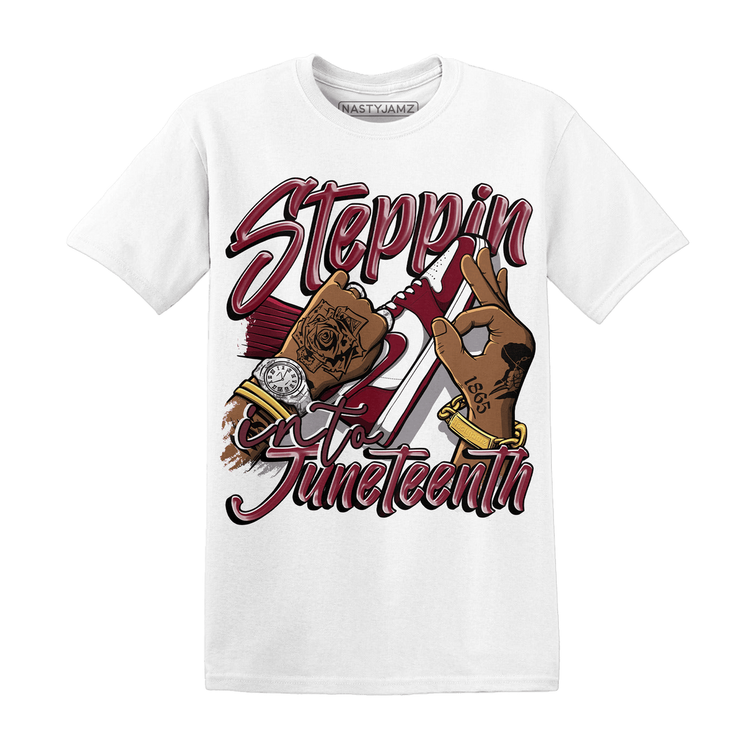 High White Team Red 1s T Shirt Match Step Into Juneteenth - NastyJamz