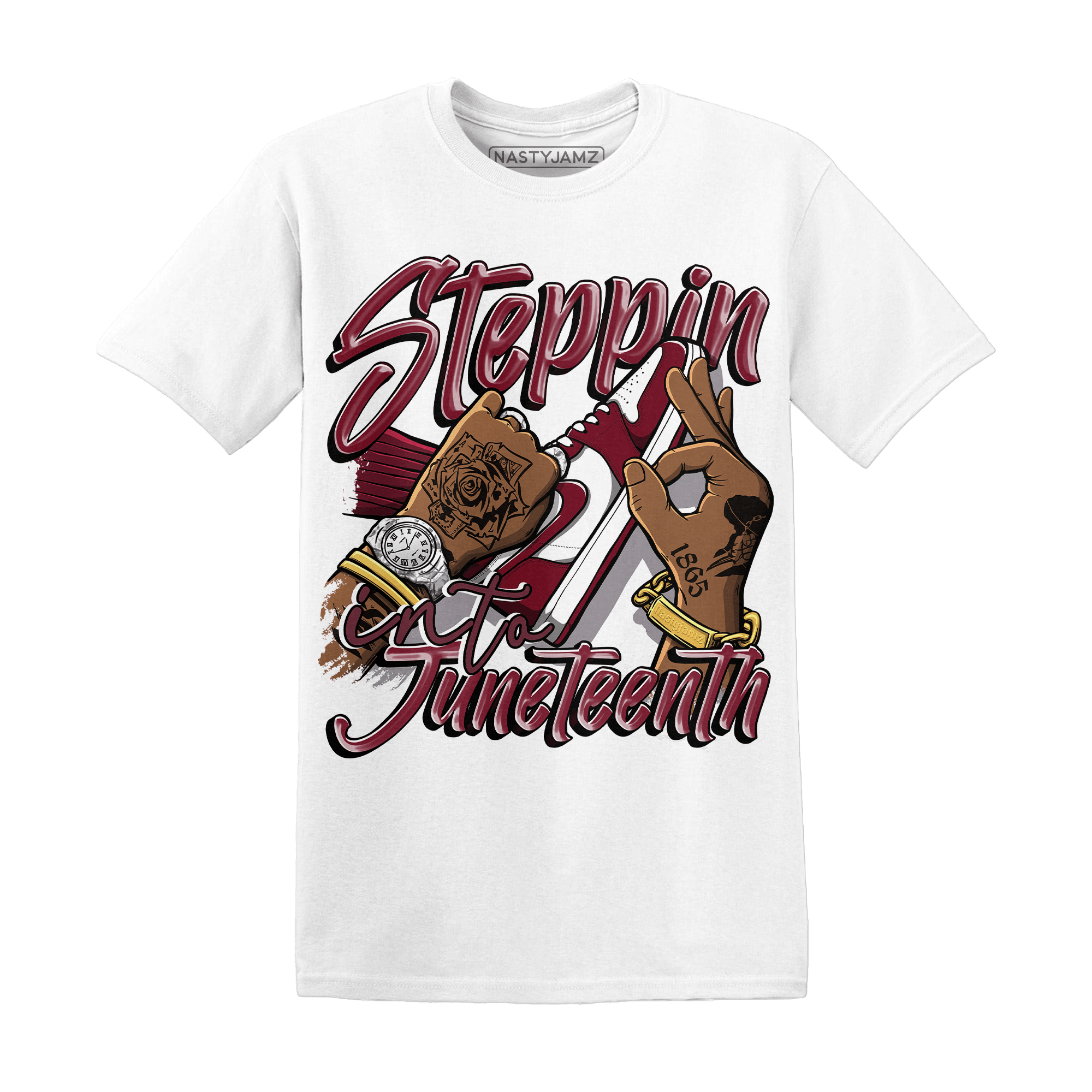 High White Team Red 1s T Shirt Match Step Into Juneteenth - NastyJamz
