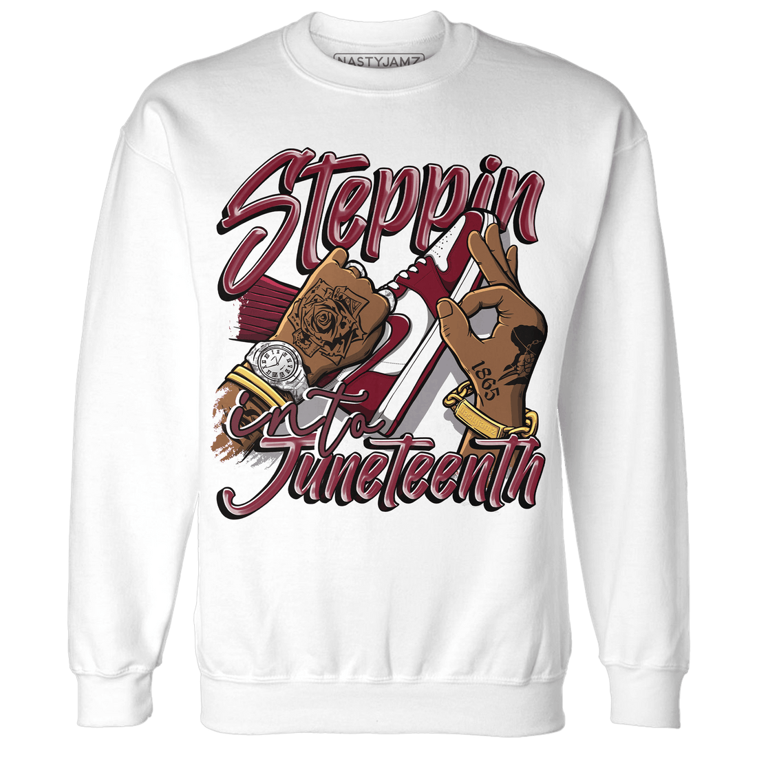 High White Team Red 1s Sweatshirt Match Step Into Juneteenth - NastyJamz
