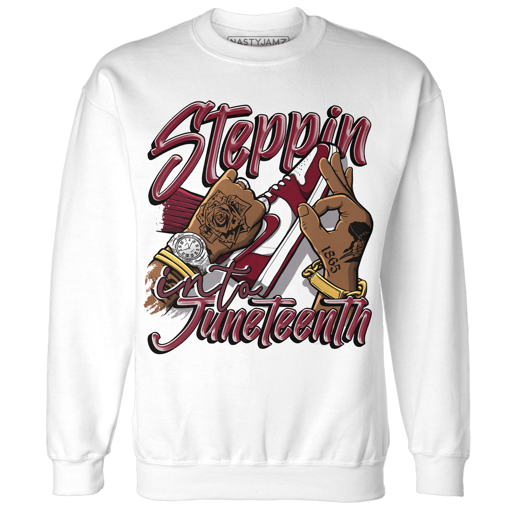 High White Team Red 1s Sweatshirt Match Step Into Juneteenth - NastyJamz