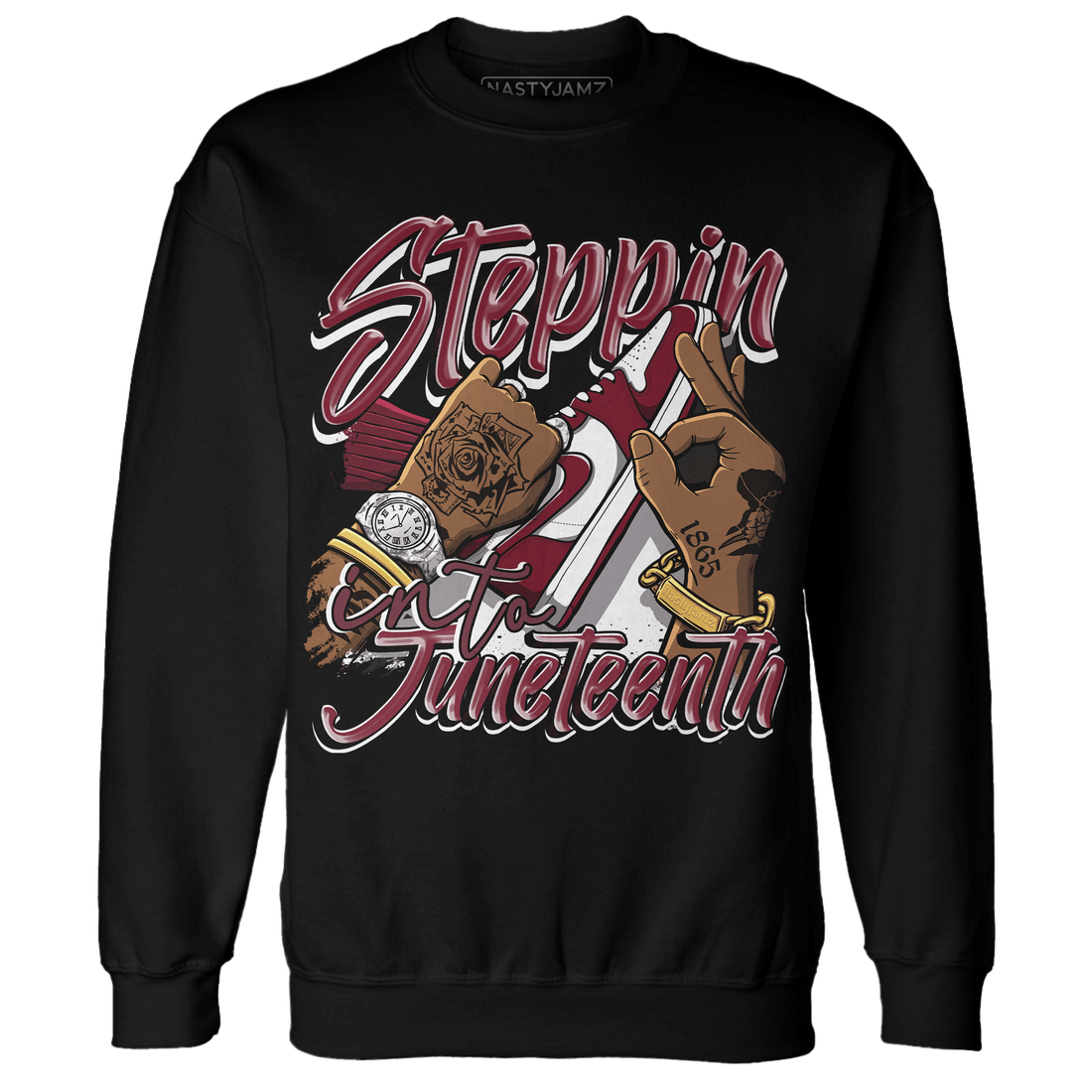 High White Team Red 1s Sweatshirt Match Step Into Juneteenth - NastyJamz