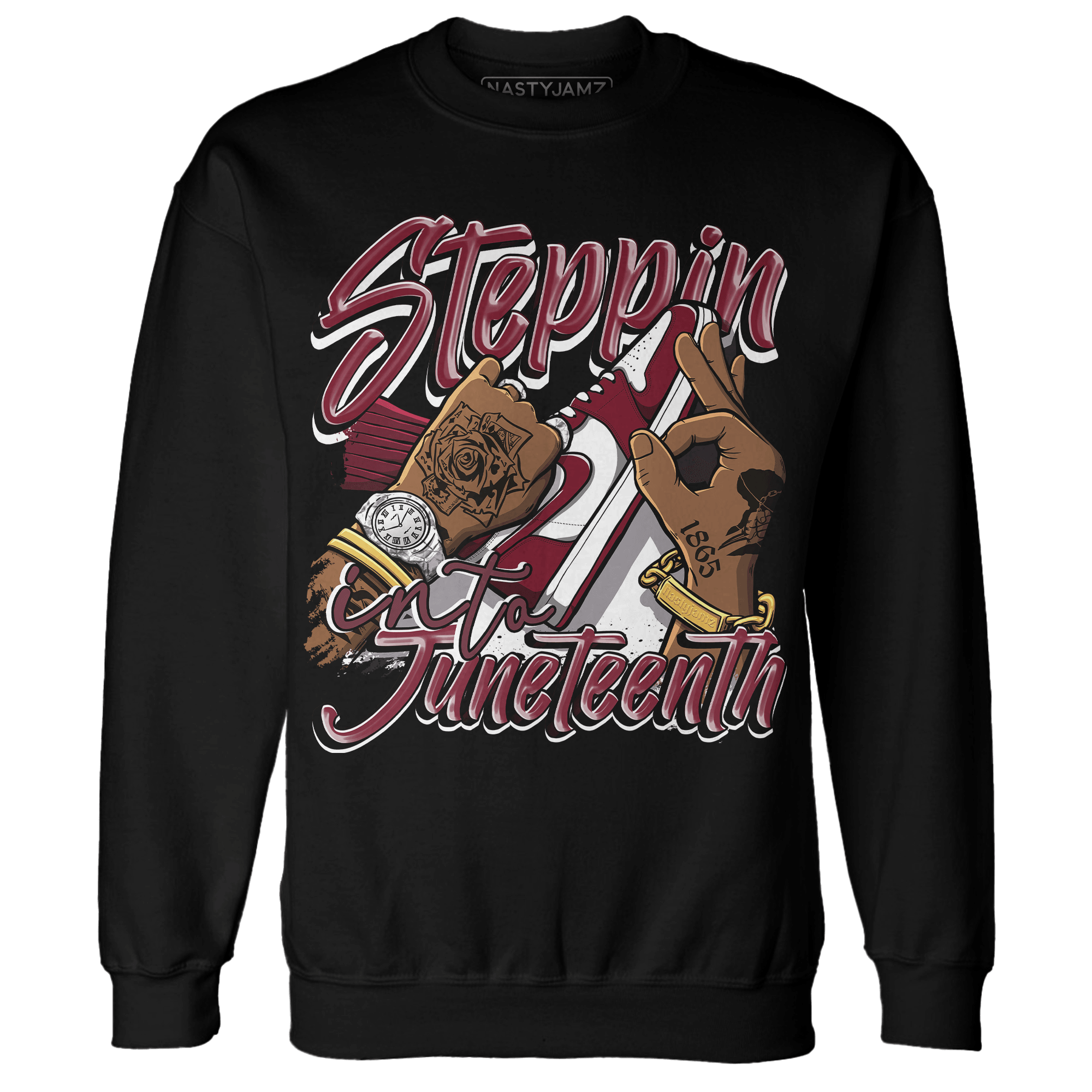 High White Team Red 1s Sweatshirt Match Step Into Juneteenth - NastyJamz