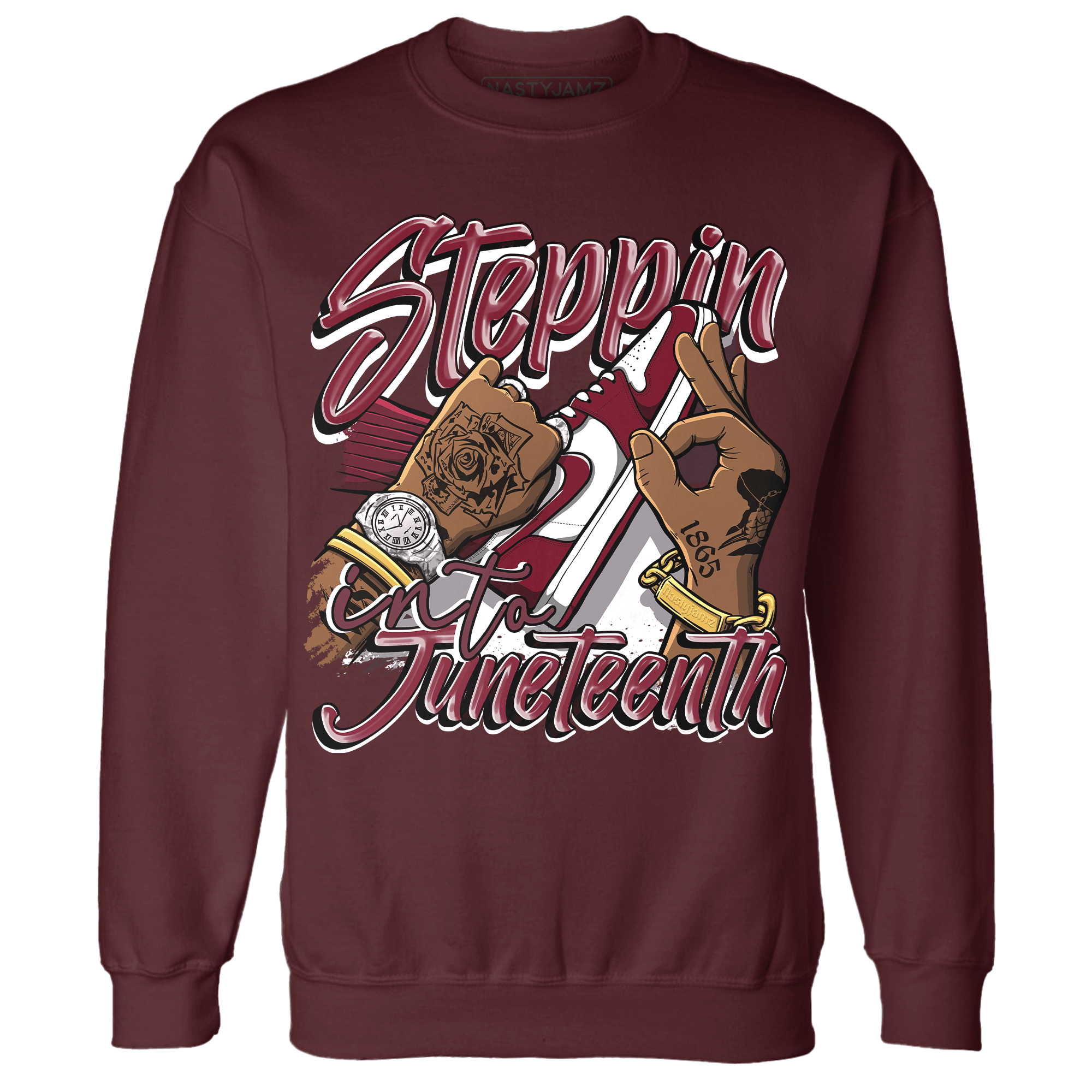 High White Team Red 1s Sweatshirt Match Step Into Juneteenth - NastyJamz