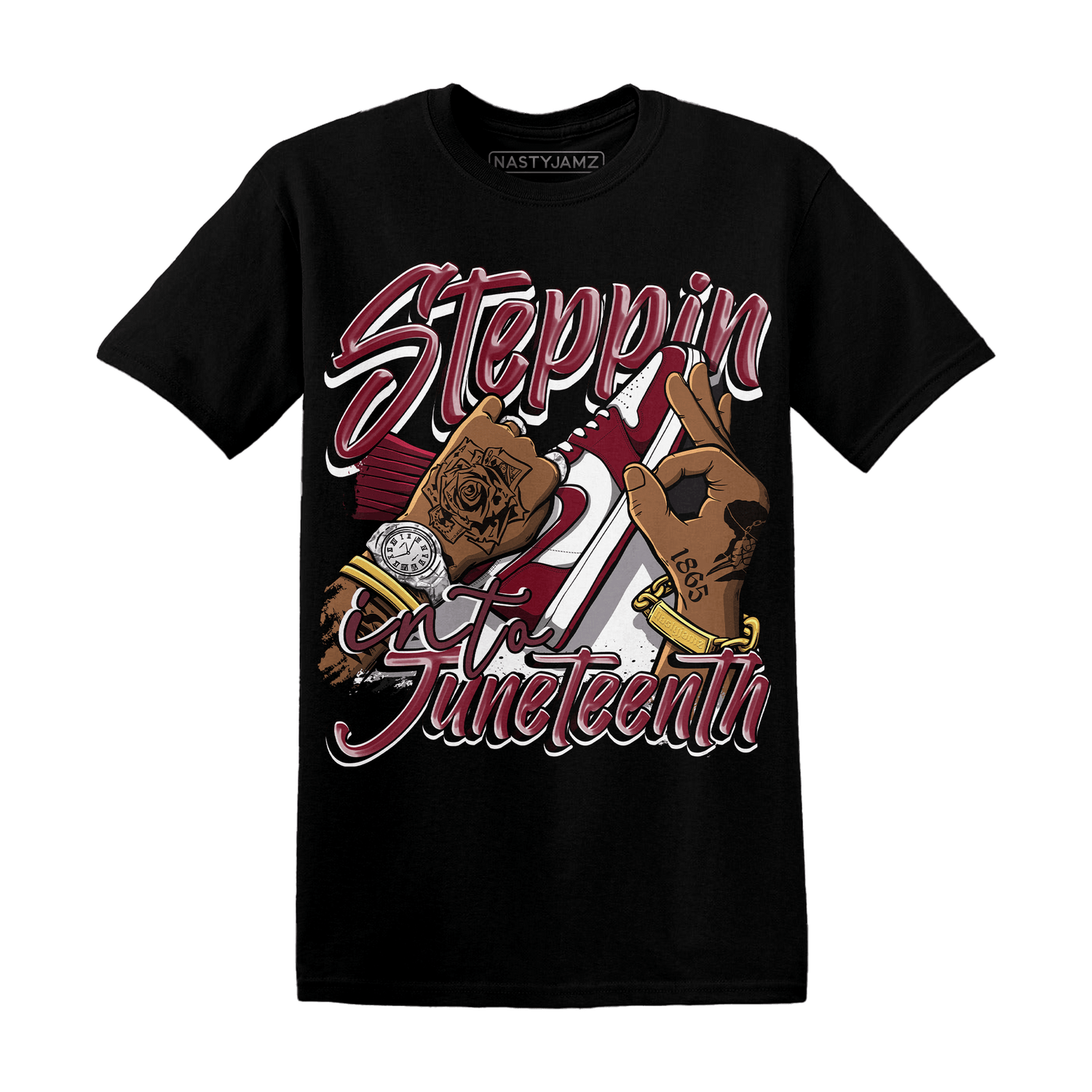 High White Team Red 1s T Shirt Match Step Into Juneteenth - NastyJamz