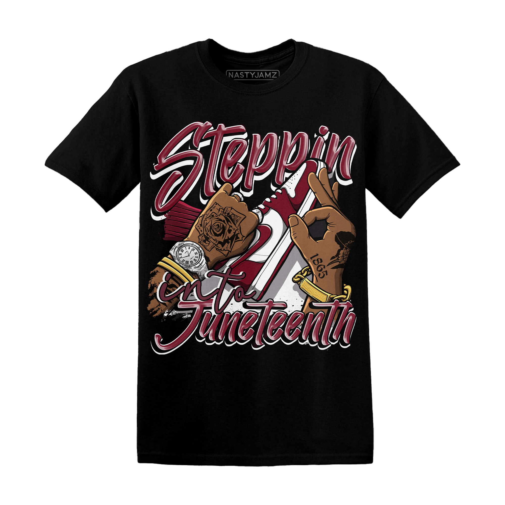 High White Team Red 1s T Shirt Match Step Into Juneteenth - NastyJamz