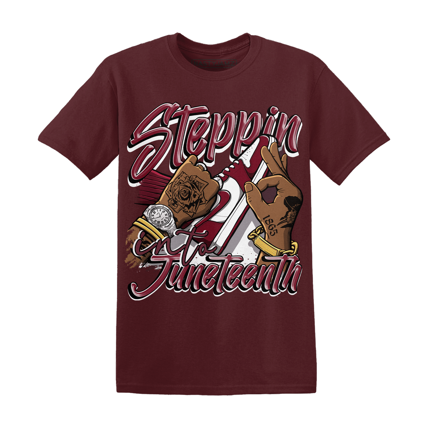 High White Team Red 1s T Shirt Match Step Into Juneteenth - NastyJamz