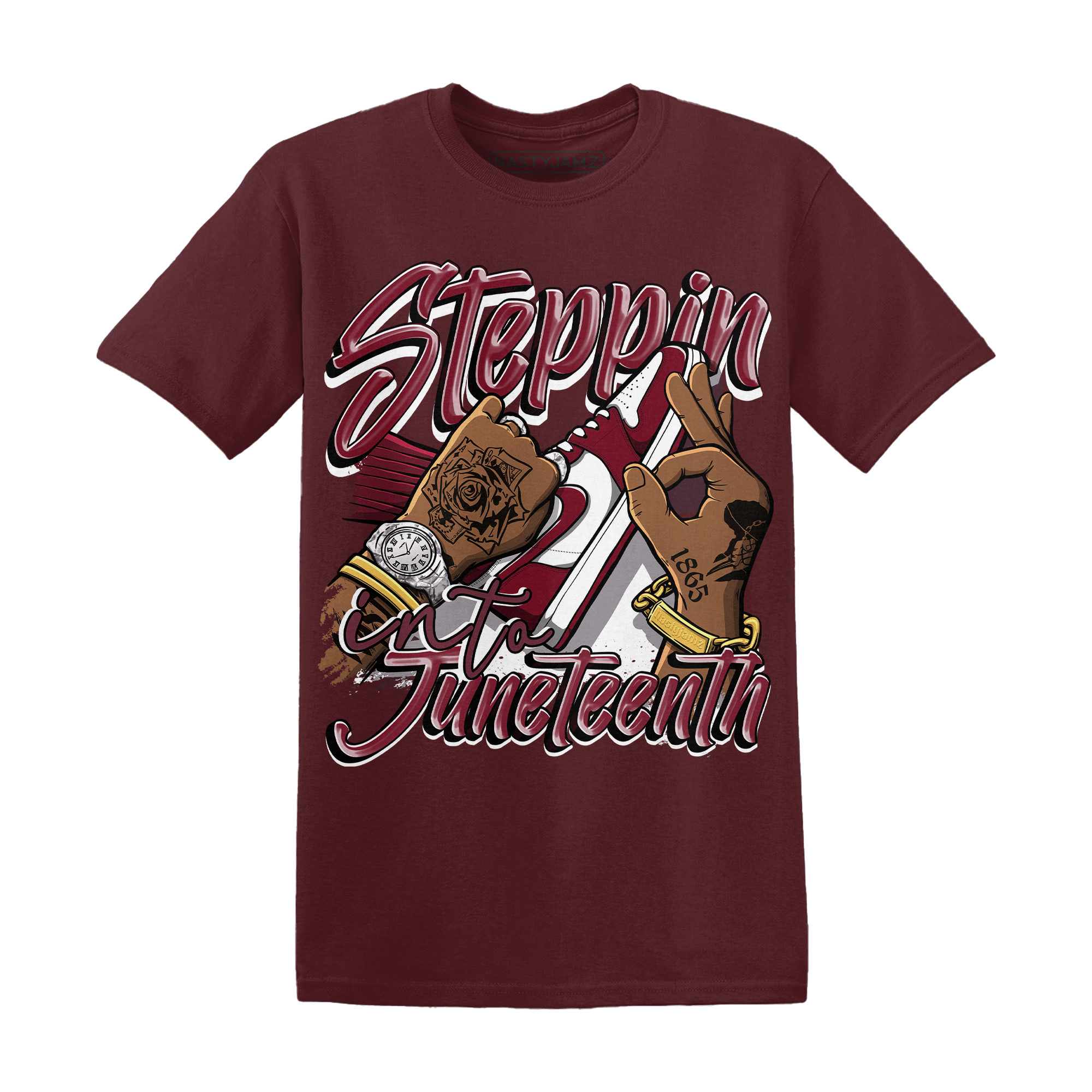 High White Team Red 1s T Shirt Match Step Into Juneteenth - NastyJamz