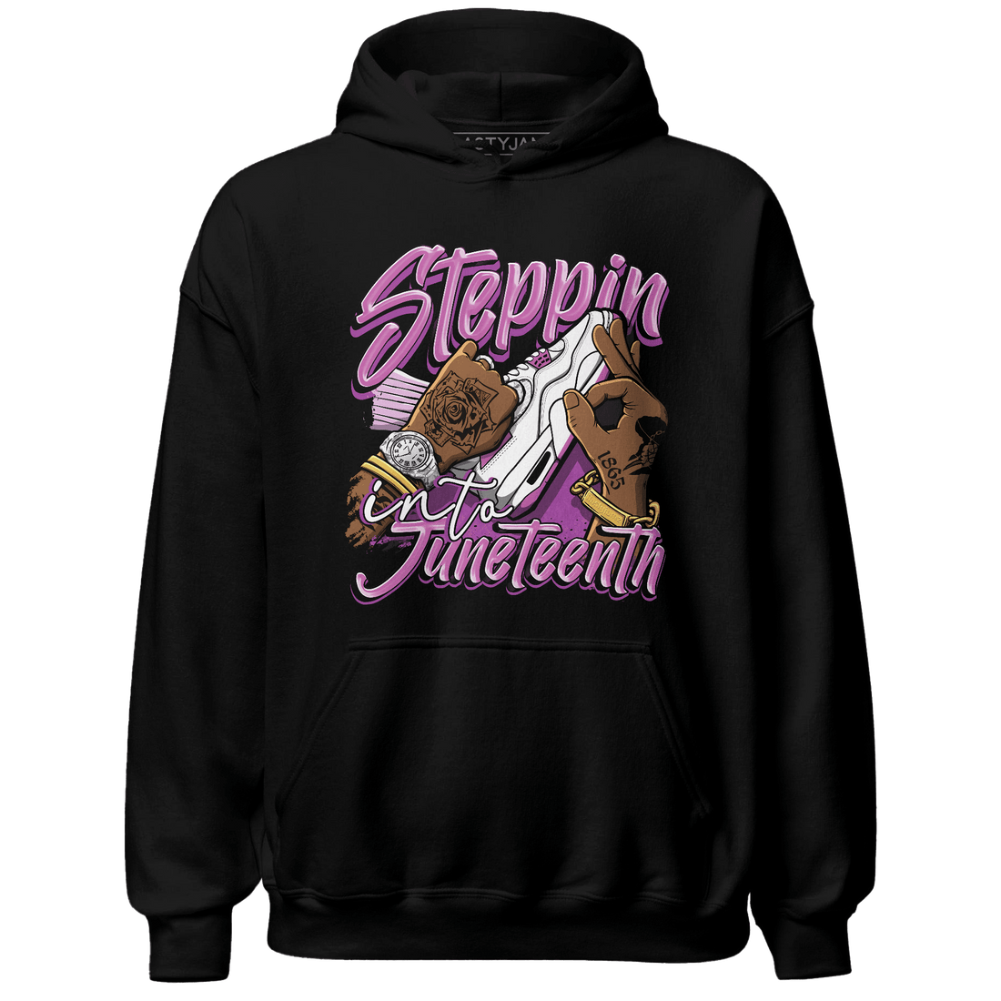GS Hyper Violet 4s Hoodie Match Step Into Juneteenth - NastyJamz