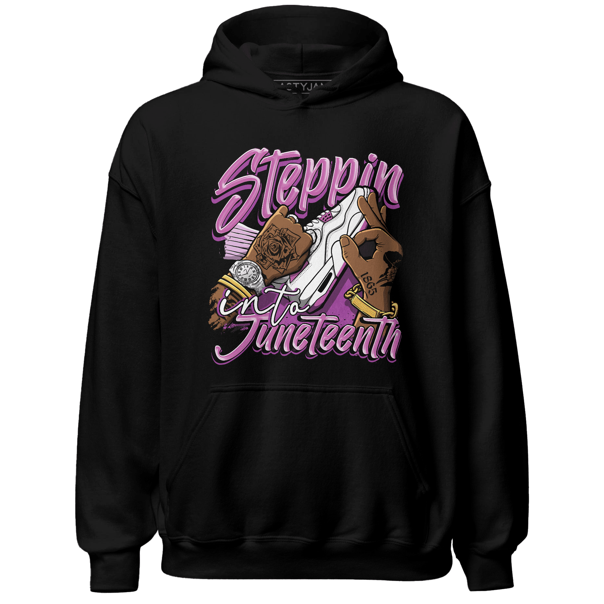 GS Hyper Violet 4s Hoodie Match Step Into Juneteenth - NastyJamz