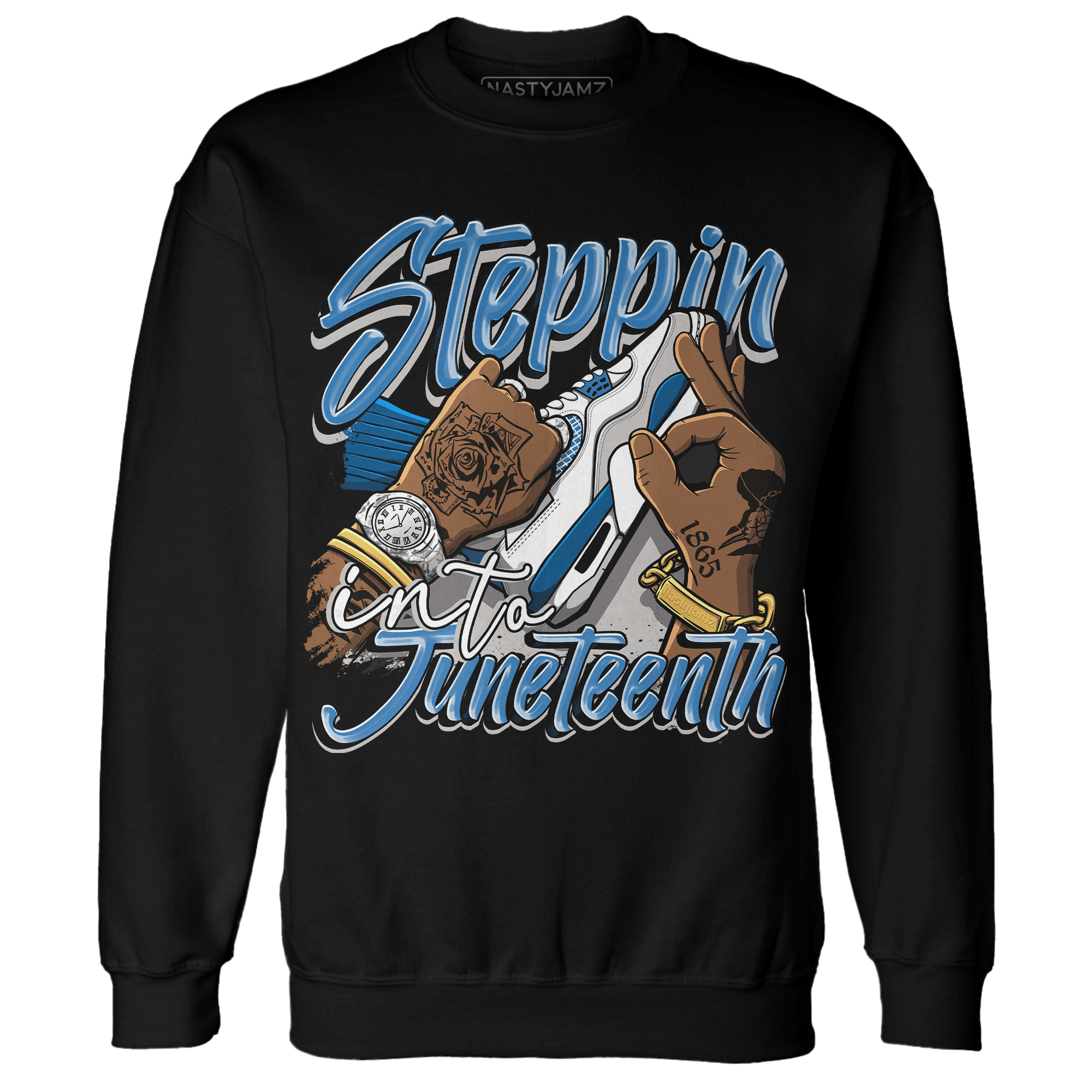 Industrial Blue 4s Sweatshirt Match Step Into Juneteenth - NastyJamz