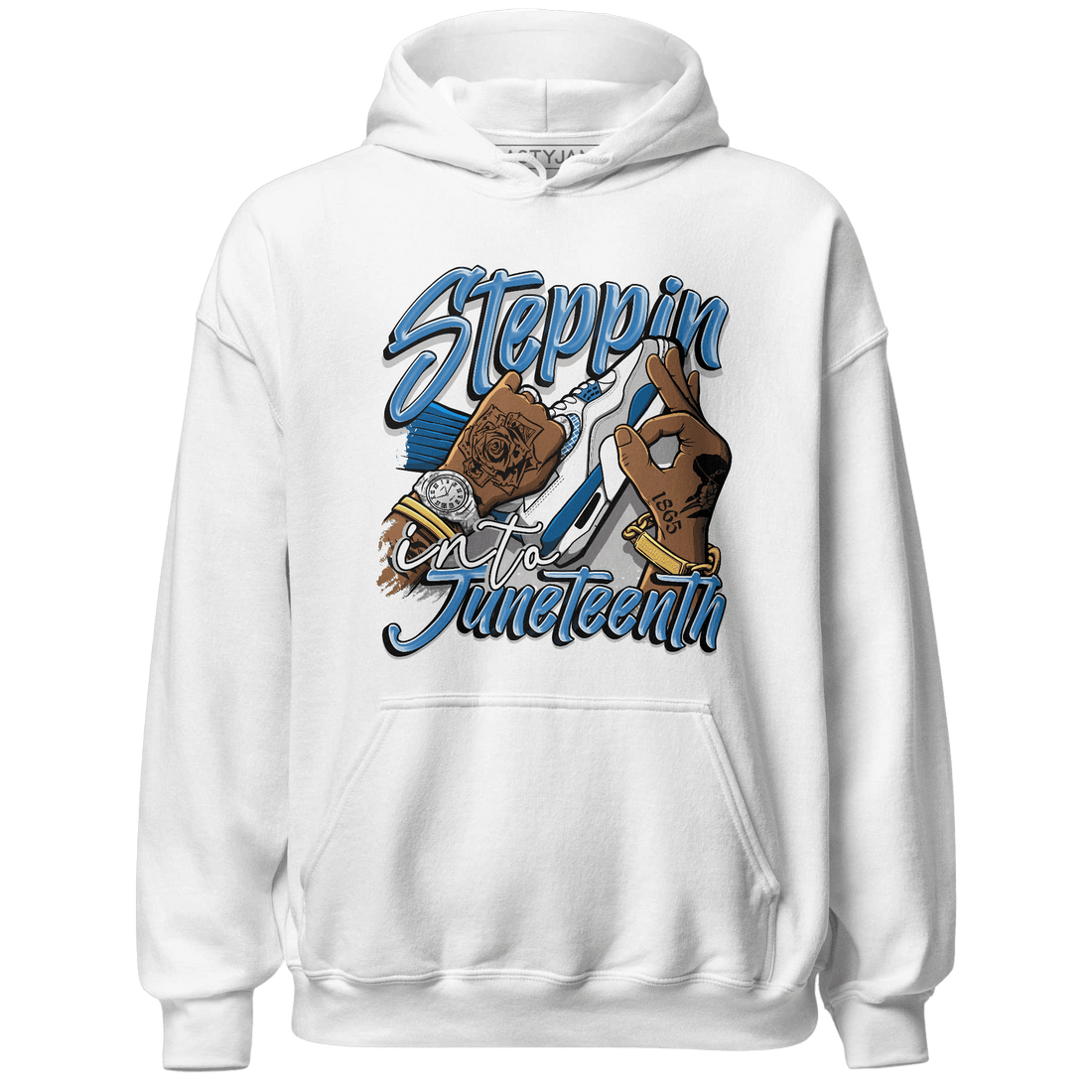 Industrial Blue 4s Hoodie Match Step Into Juneteenth - NastyJamz