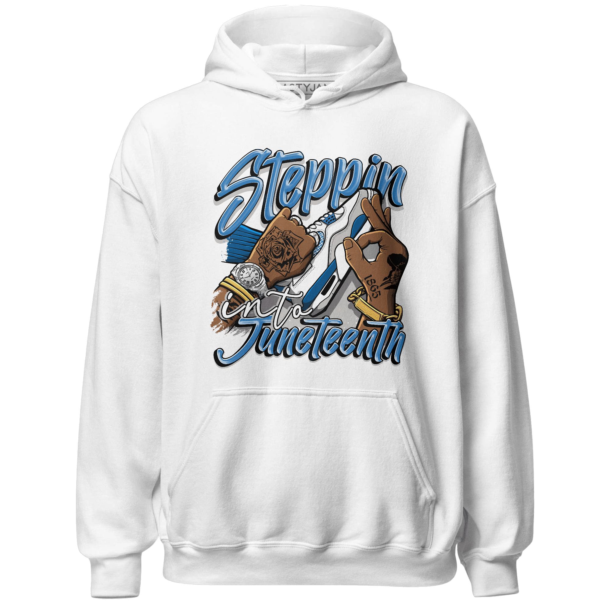Industrial Blue 4s Hoodie Match Step Into Juneteenth - NastyJamz