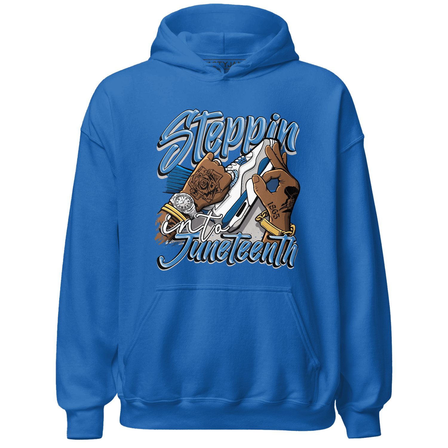 Industrial Blue 4s Hoodie Match Step Into Juneteenth - NastyJamz
