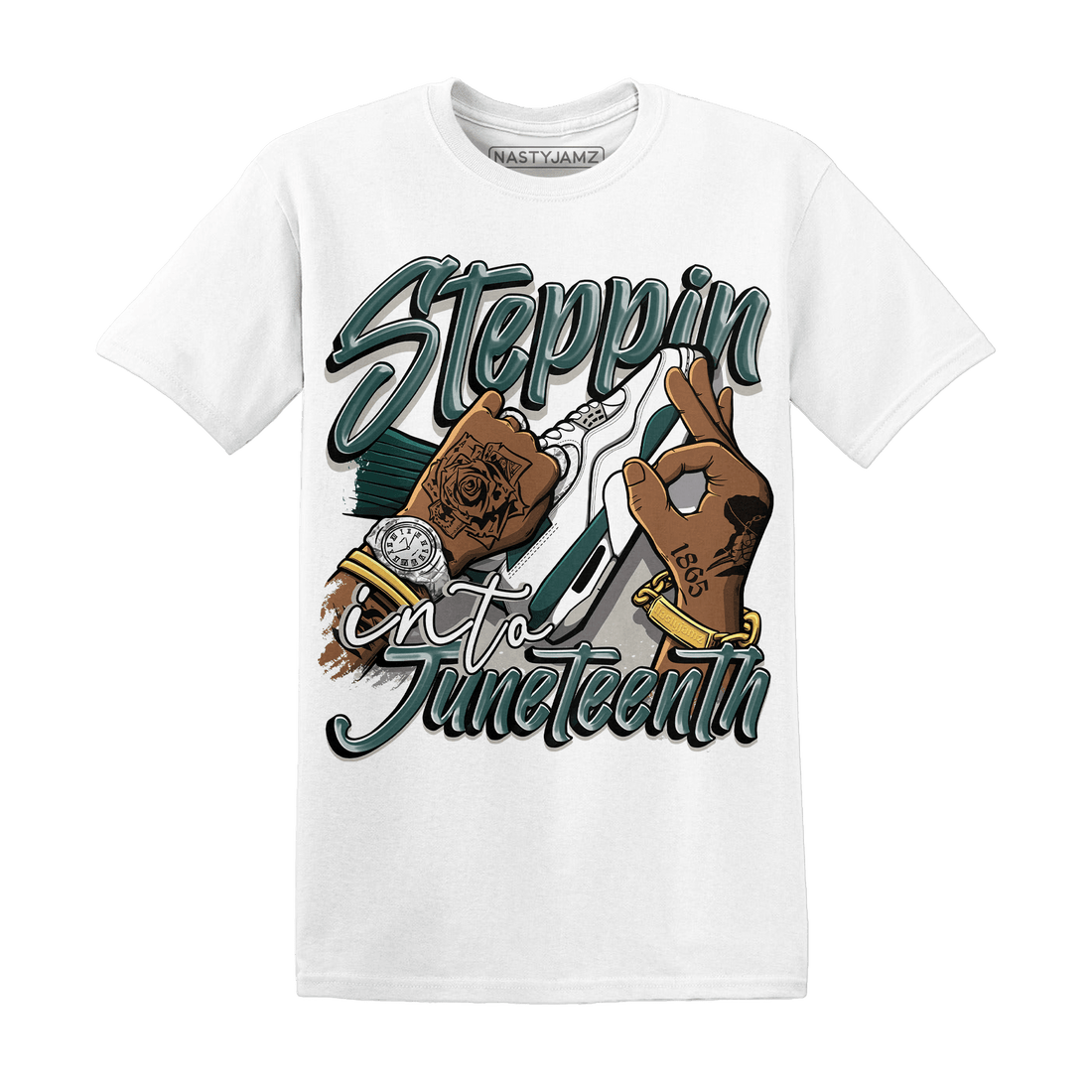 Oxidized Green 4s T Shirt Match Step Into Juneteenth - NastyJamz