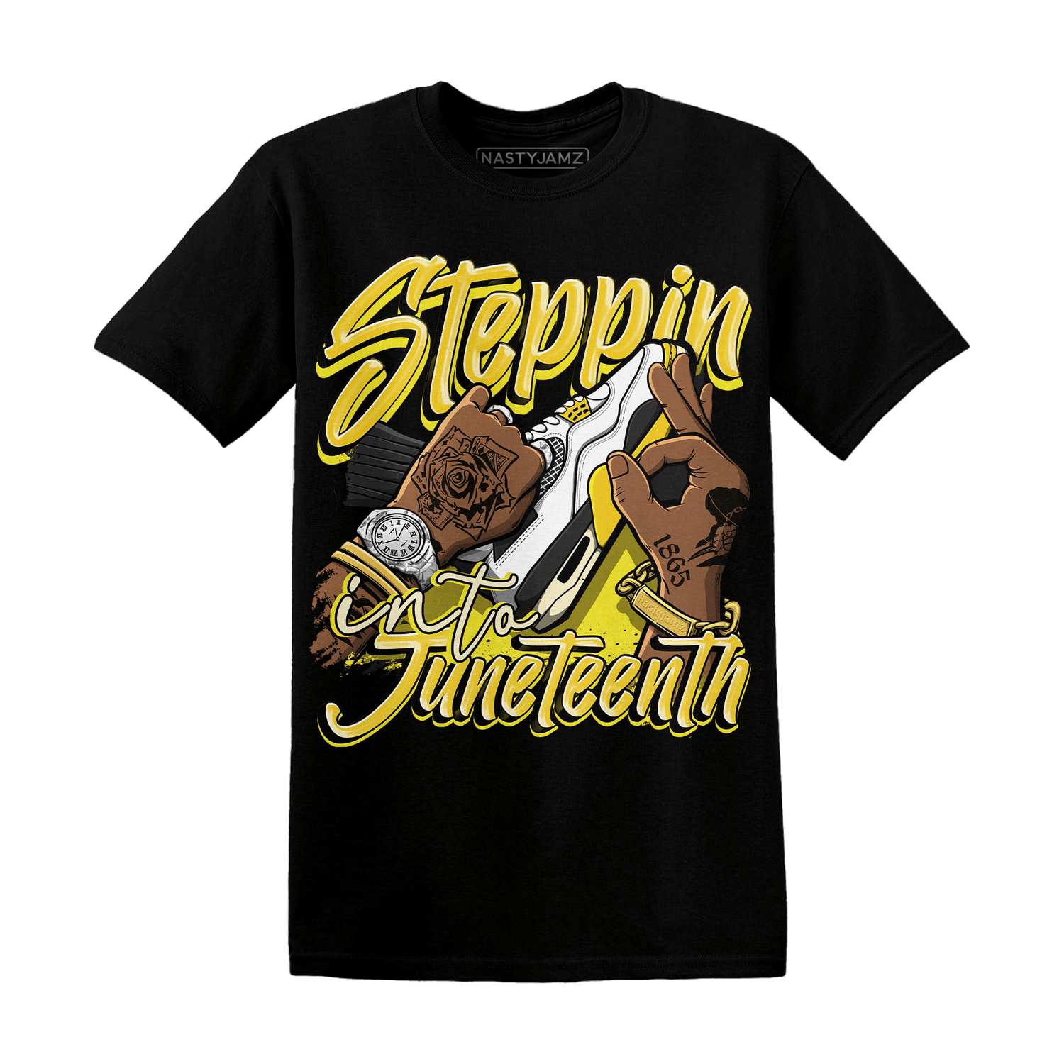 Vivid Sulfur 4s T Shirt Match Step Into Juneteenth - NastyJamz