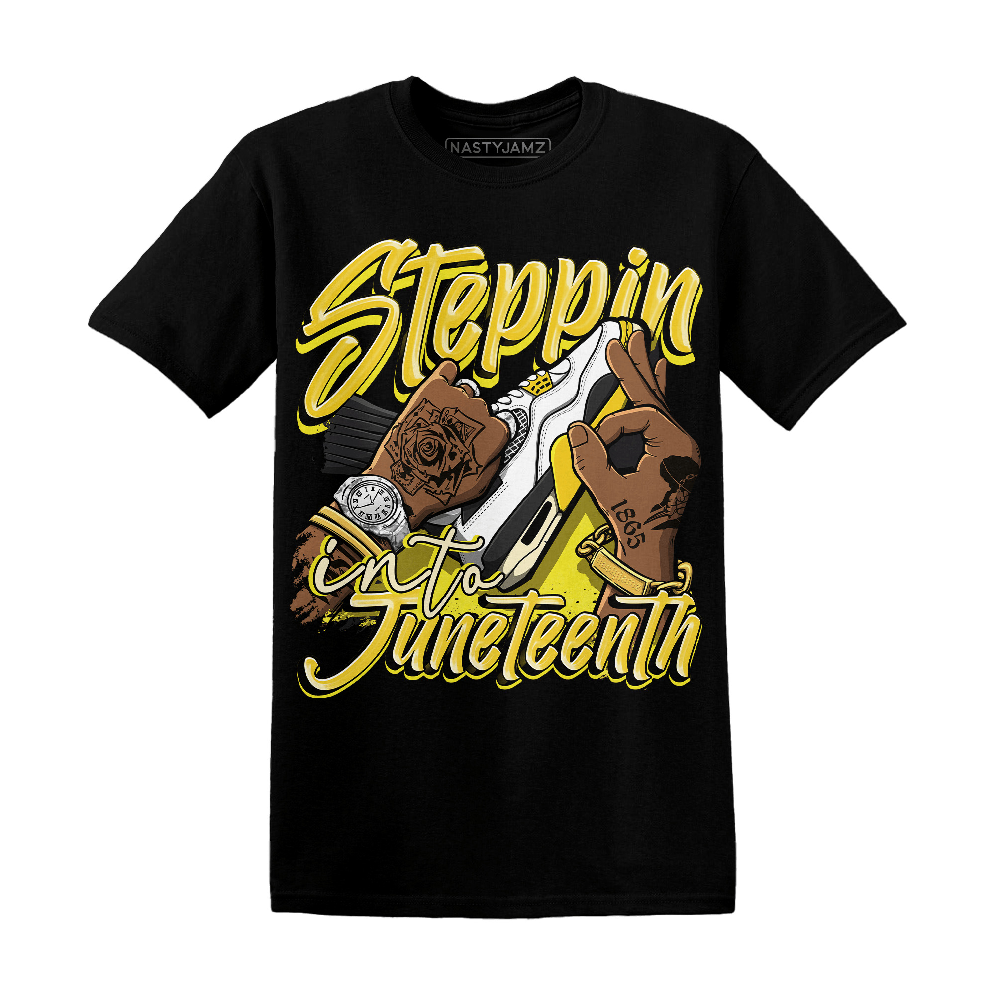 Vivid Sulfur 4s T Shirt Match Step Into Juneteenth - NastyJamz