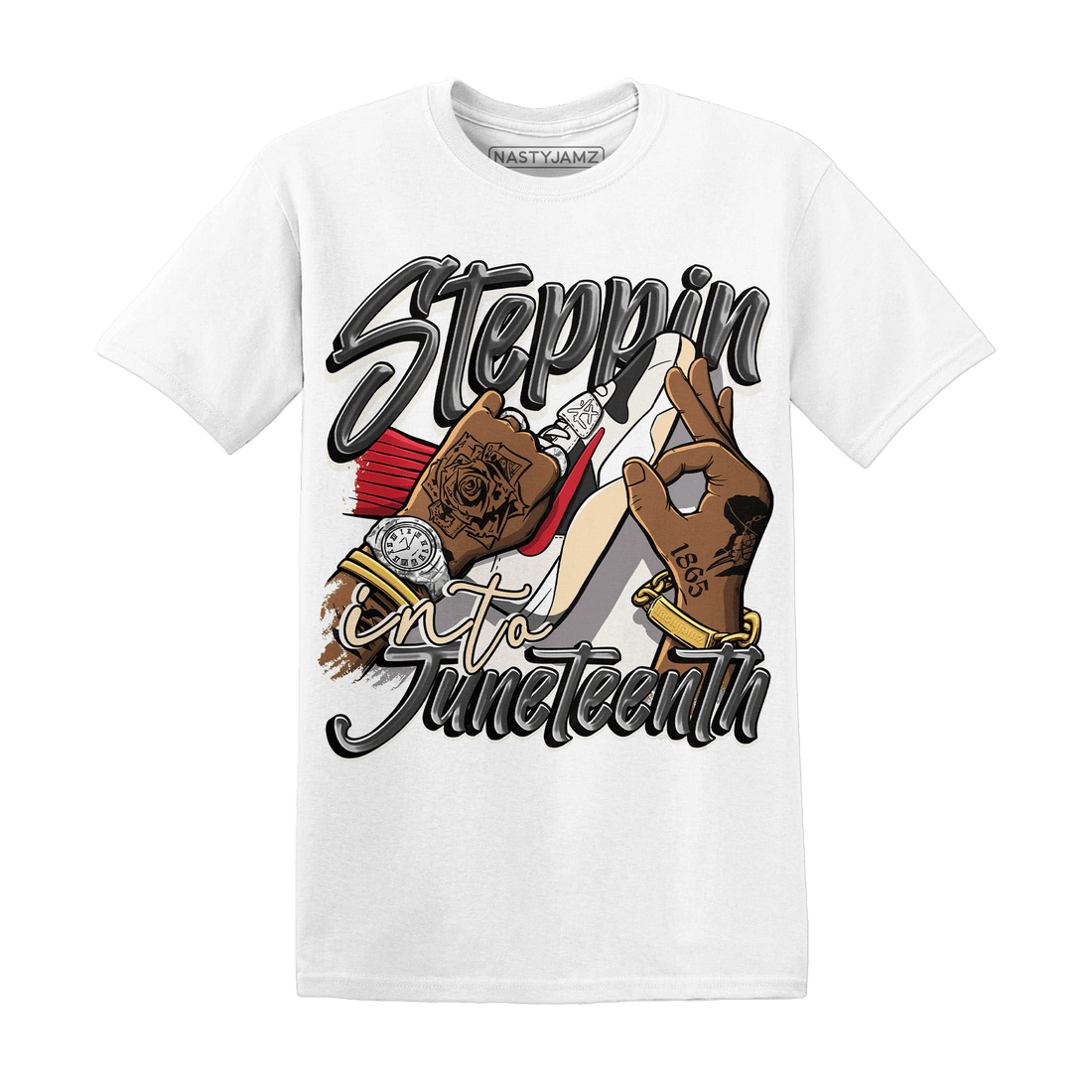 Jumman Jack Universityy Red T Shirt Match Step Into Juneteenth - NastyJamz