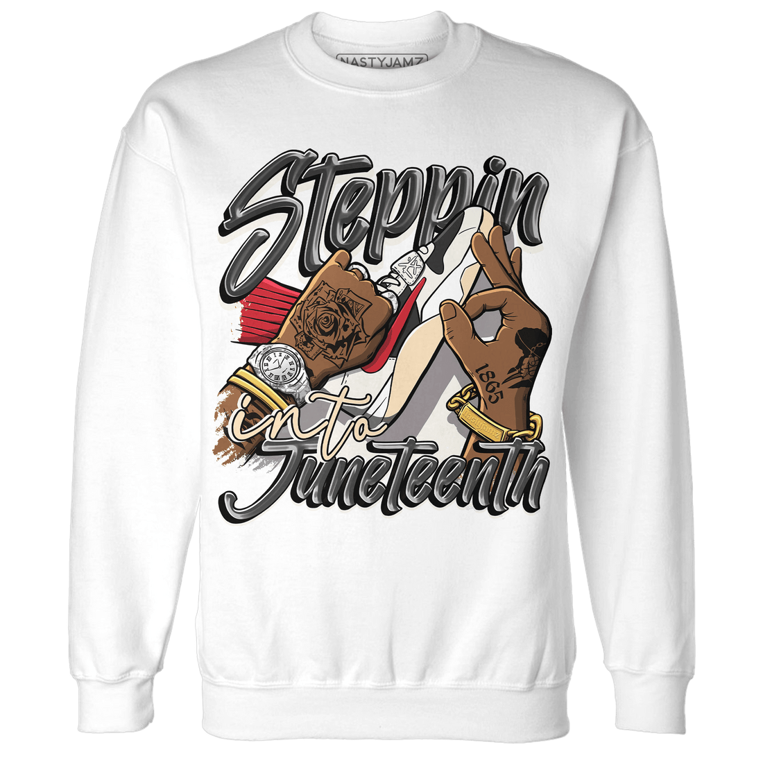 Jumman Jack Universityy Red Sweatshirt Match Step Into Juneteenth - NastyJamz