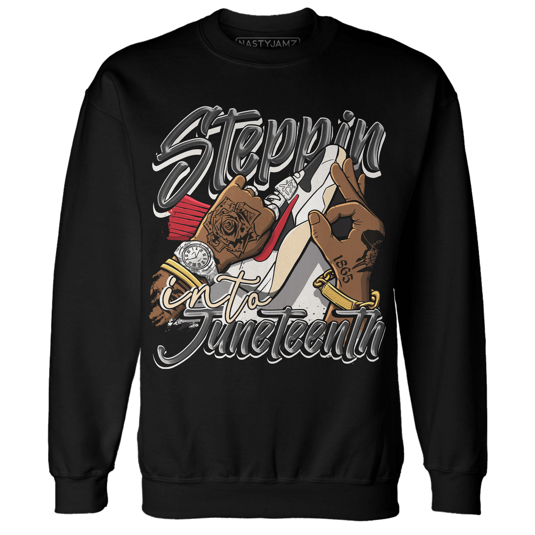 Jumman Jack Universityy Red Sweatshirt Match Step Into Juneteenth - NastyJamz