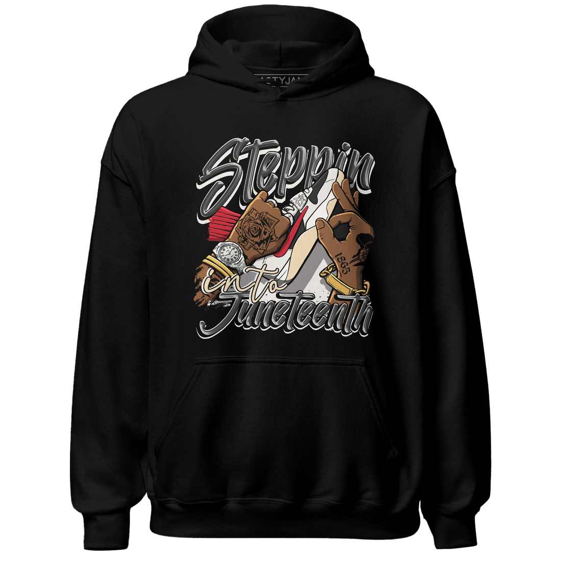 Jumman Jack Universityy Red Hoodie Match Step Into Juneteenth - NastyJamz